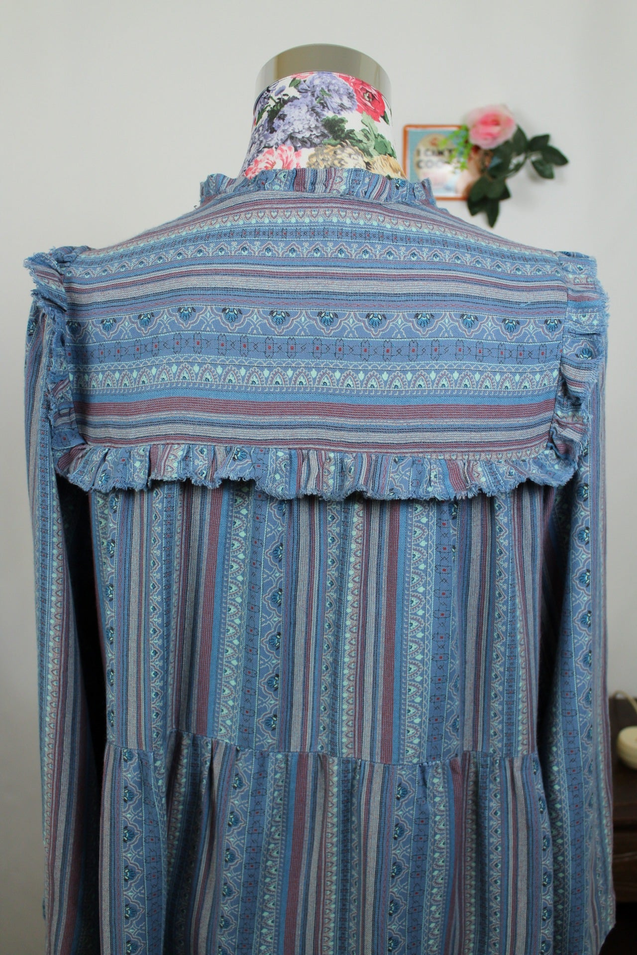 🌸🍒Robe vintage 90's rayée à volants & étages babydoll bohème - Taille 38/40🍒🌸