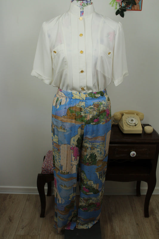 🌸🍒Chemise blanche preppy vintage 80's boutons dorés - Taille 38🍒🌸