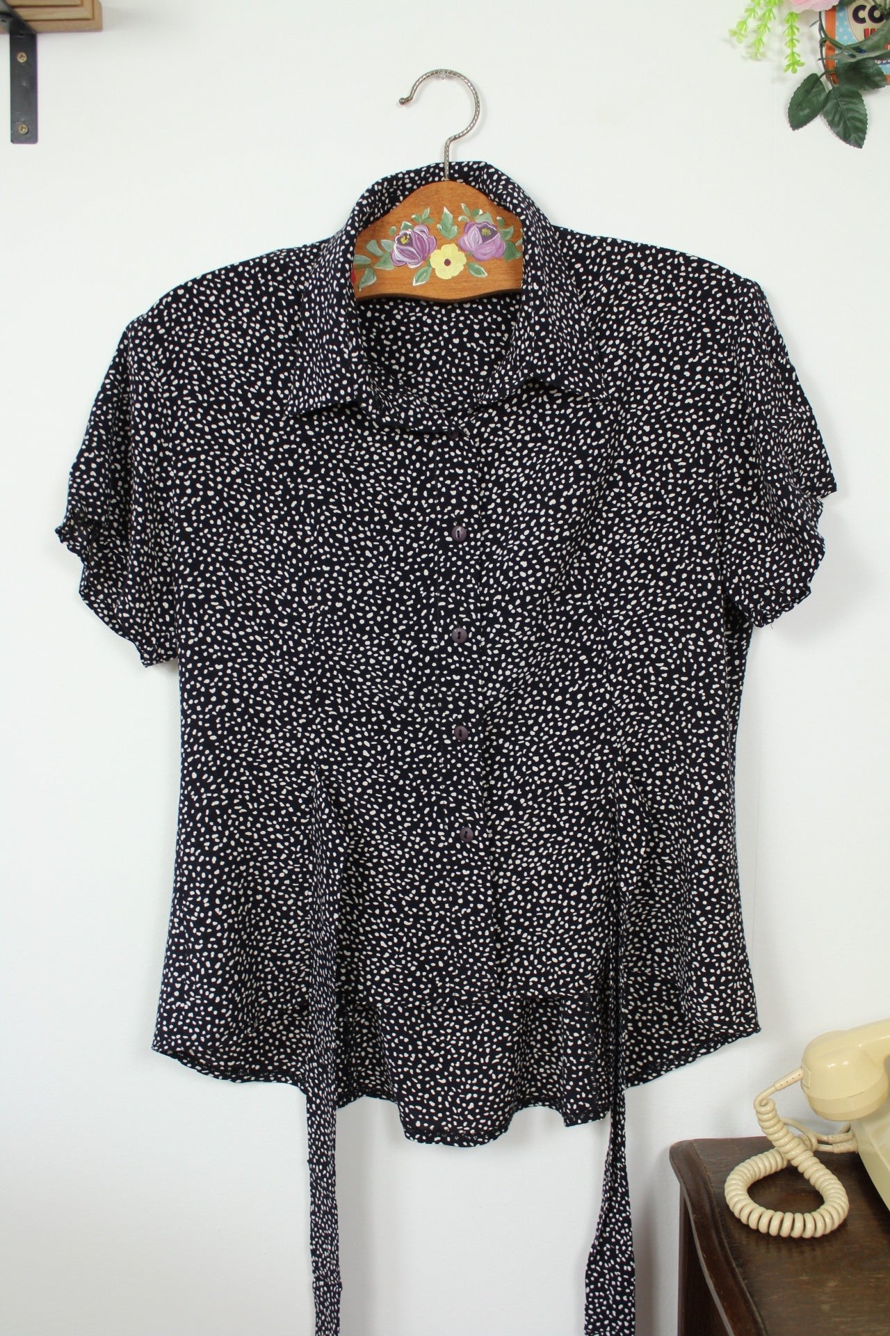 🌸🍒Chemisier vintage 80/90's à pois style pin-up/rockabilly - Taille 38🍒🌸