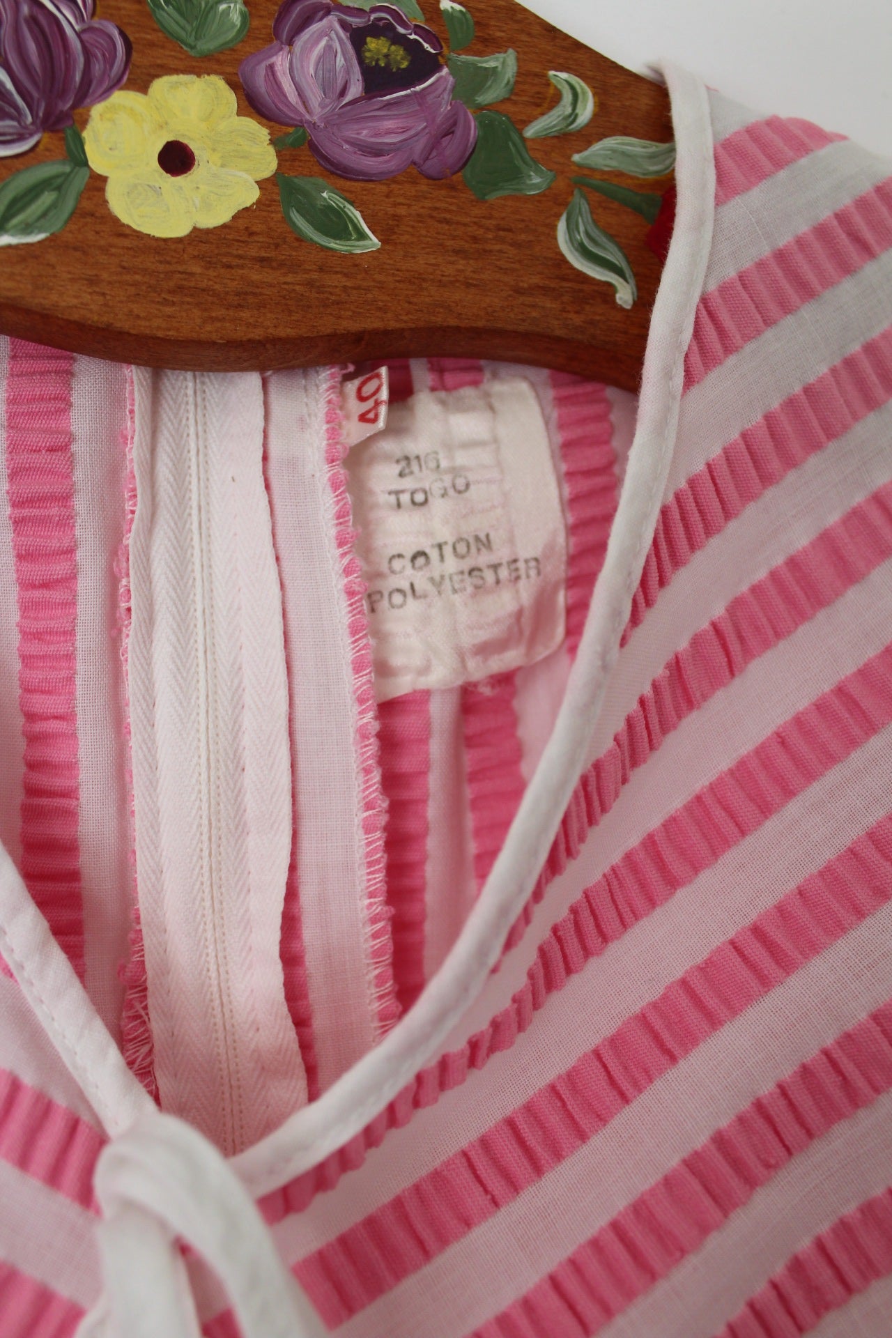 🍒🌸Robe vintage 60's en coton à rayures ondulées rose peps - Taille 36🌸🍒