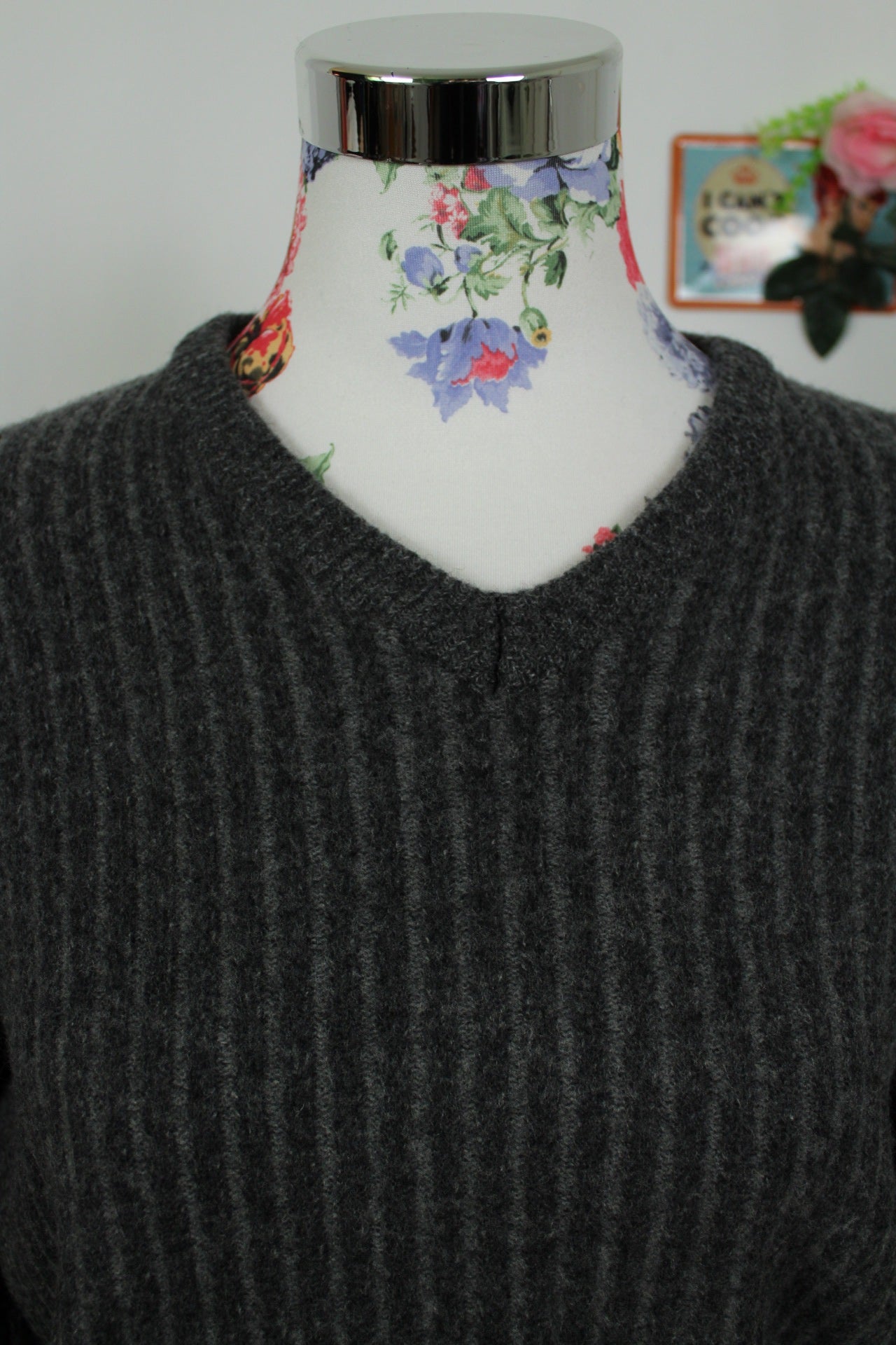 🌸🍒Pull côtelé gris Hugo Boss cachemire - vintage 90's - Taille 40/42🍒🌸