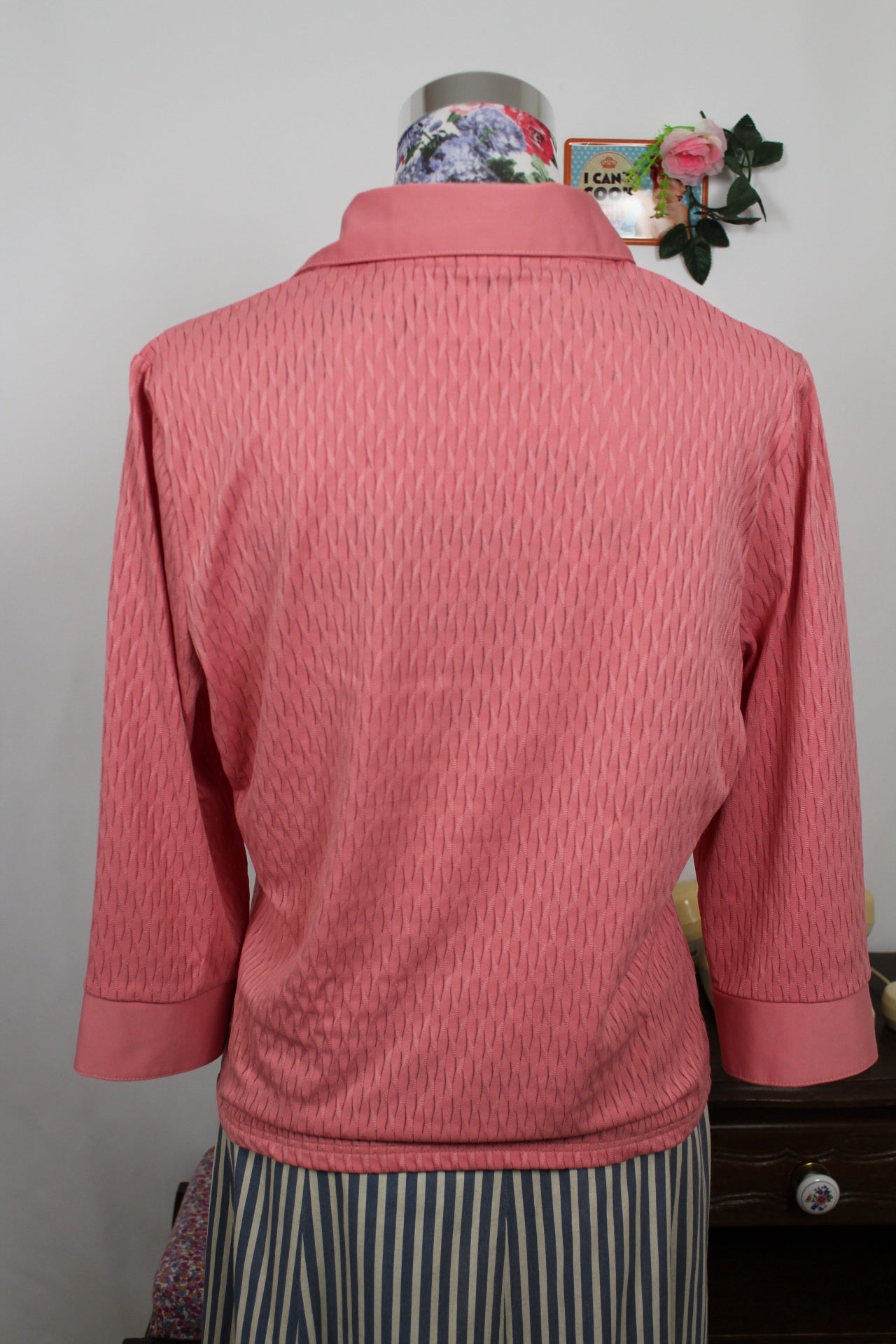 🍒🌸Blouse vintage 90's col chemisier - rose romantique texturé Damart - Taille 38/40🌸🍒