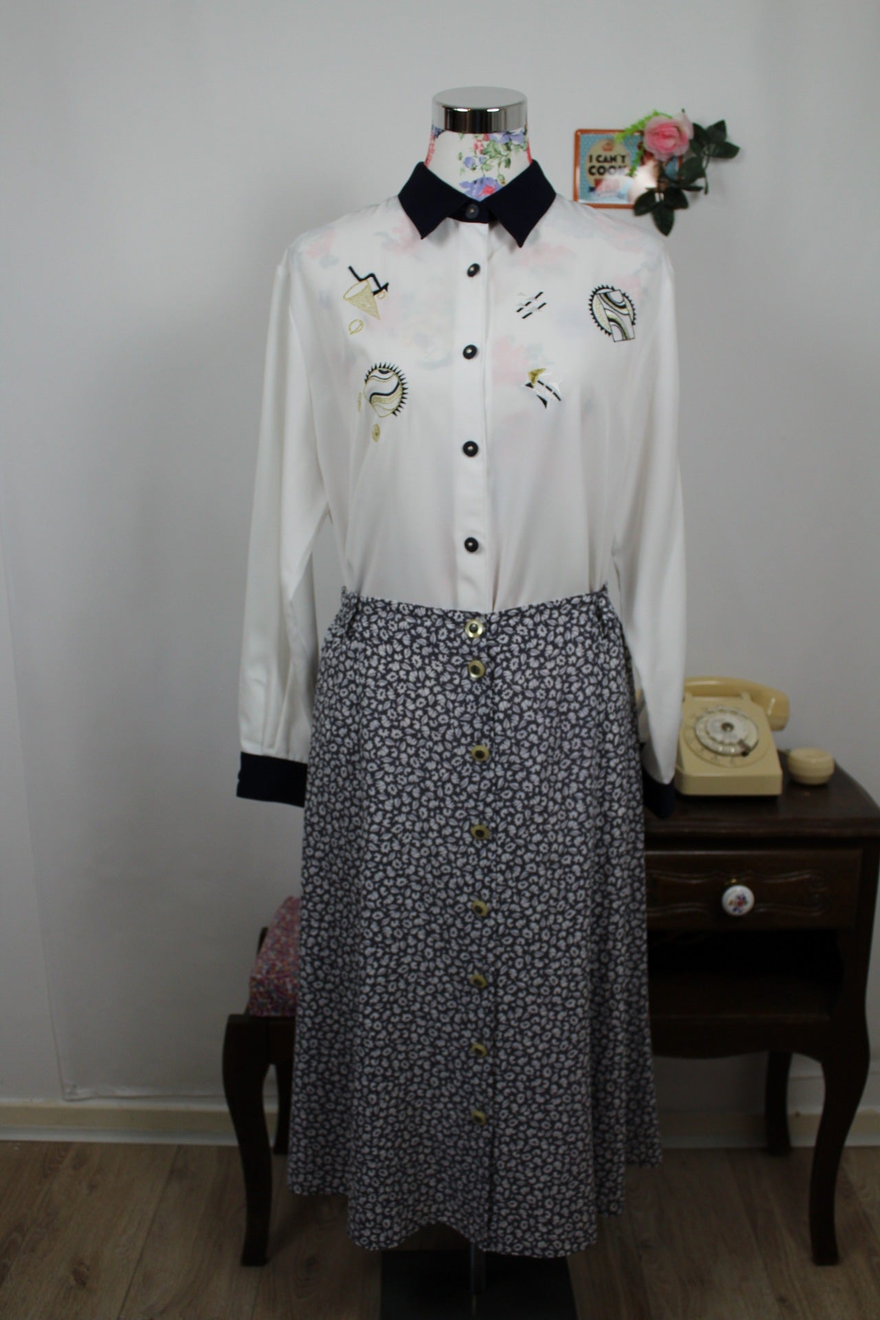 🍒🌸Jupe vintage 90's Claude Bauer - motifs éléphants et feuillage - Taille 40/42🌸🍒