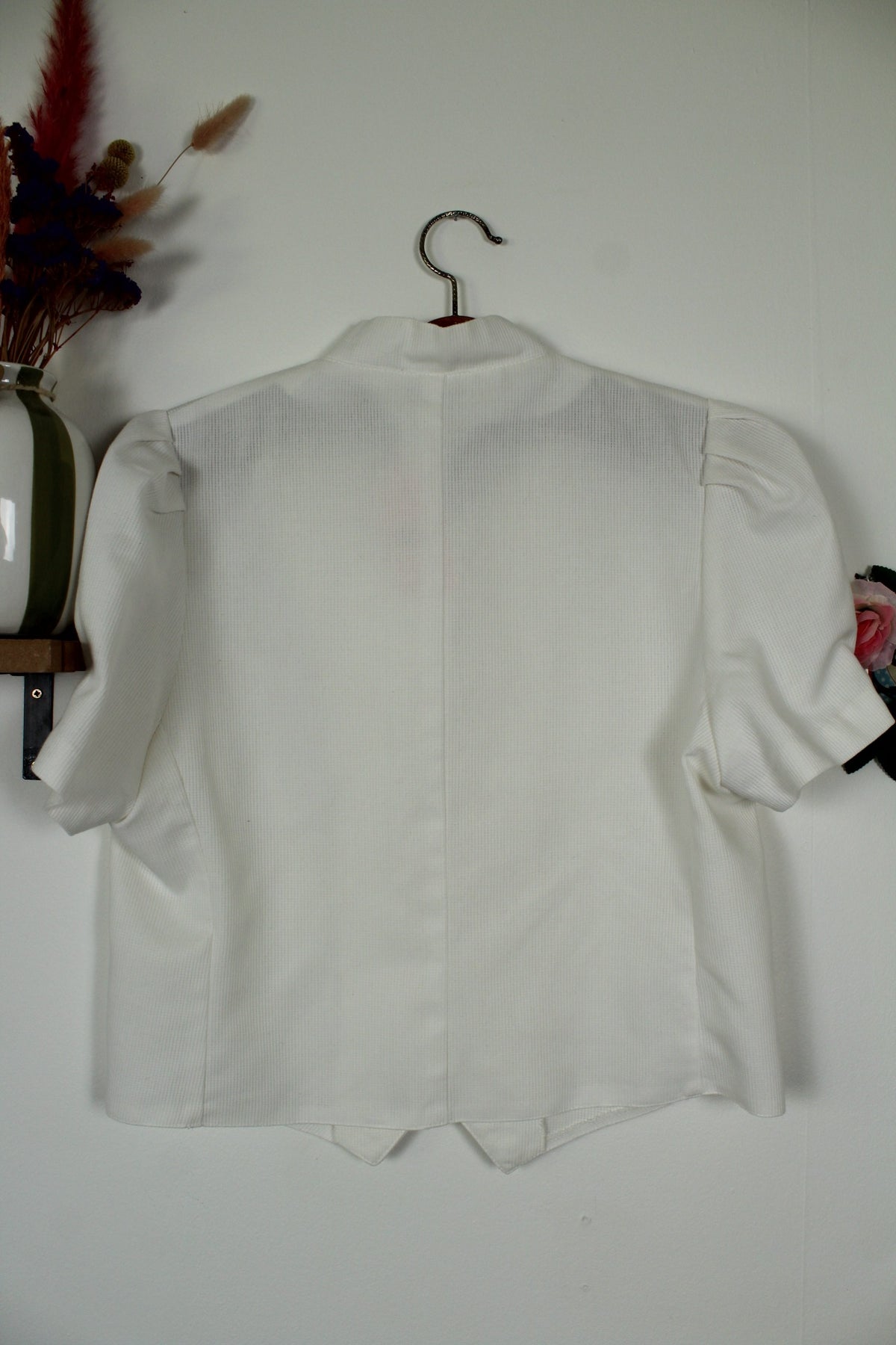 Chemisier blanc vintage années 80/90 en coton épais côtelé - Taille 38/40
