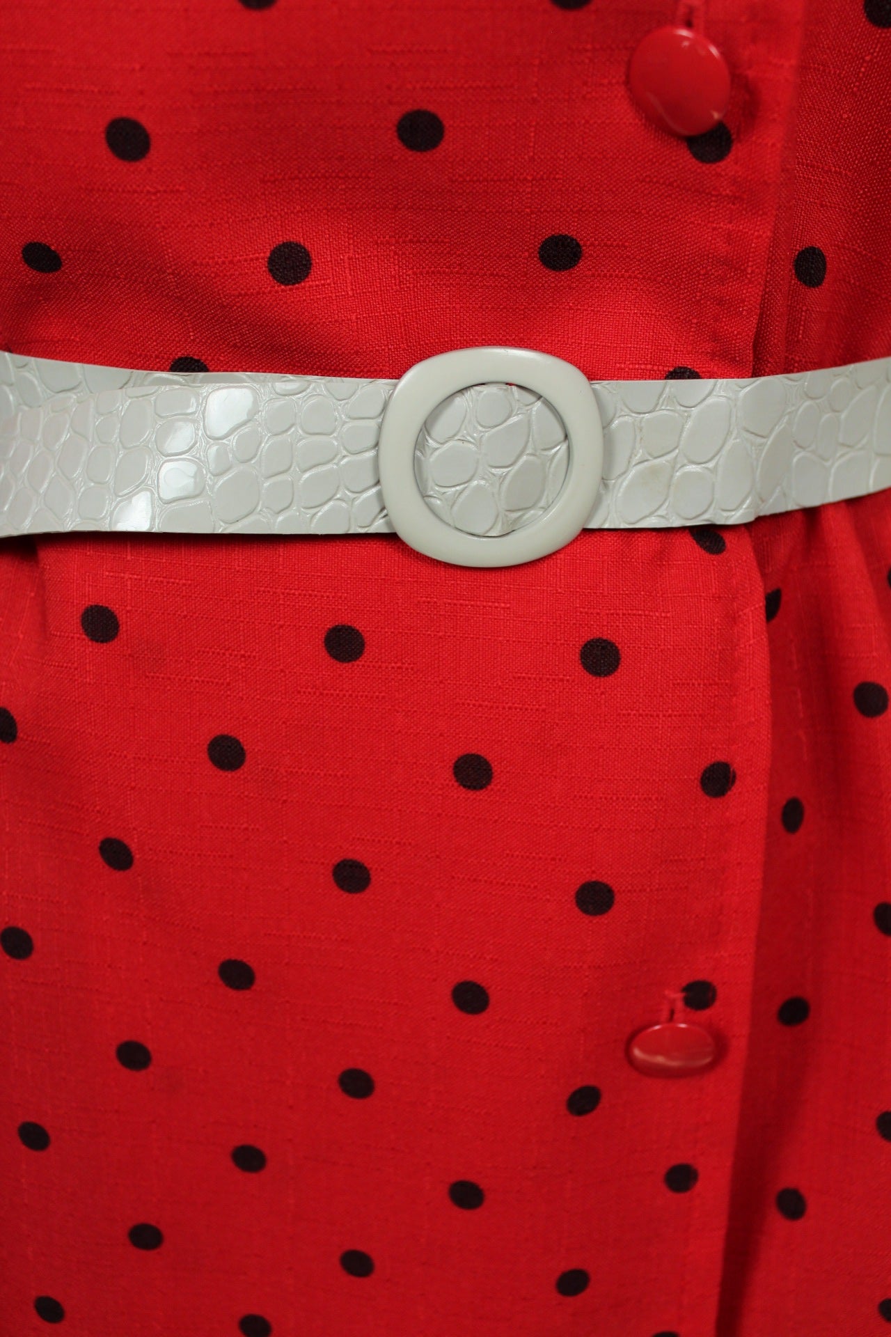 🌸🍒Robe vintage 80's rouge à pois - manches bouffantes & jupon intégré esprit 50's - Taille 38/40🍒🌸