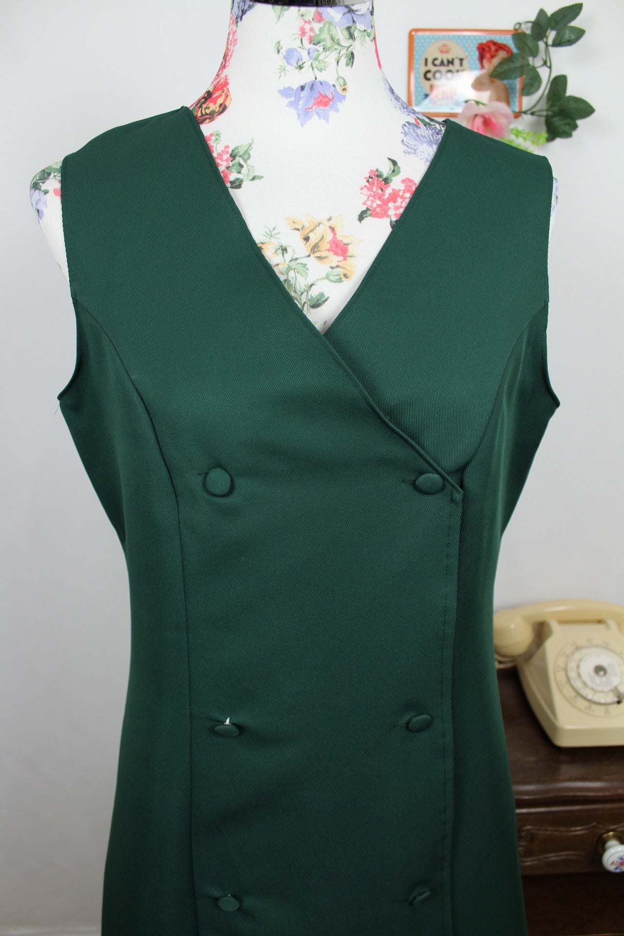 🌸🍒Robe vintage 90's vert sapin - coupe croisée - Taille 40🍒🌸