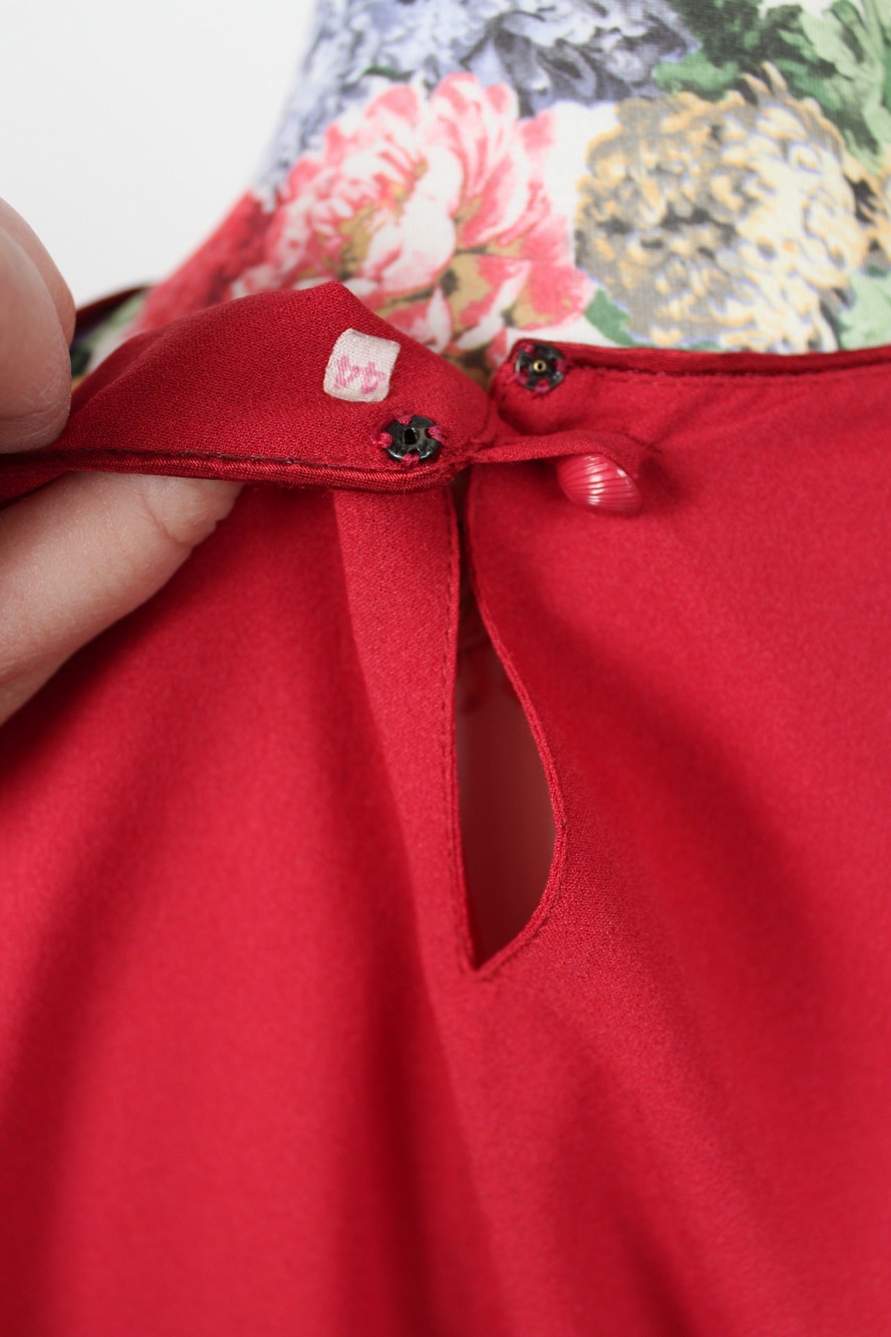 🌸🍒Blouse vintage 90's rouge romantique & broderies fleuries - Taille 40/42🍒🌸