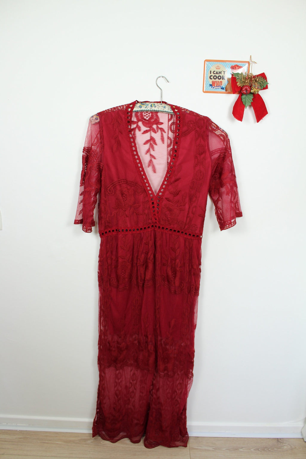 ✨ Robe longue bordeaux bohème ajourée ✨