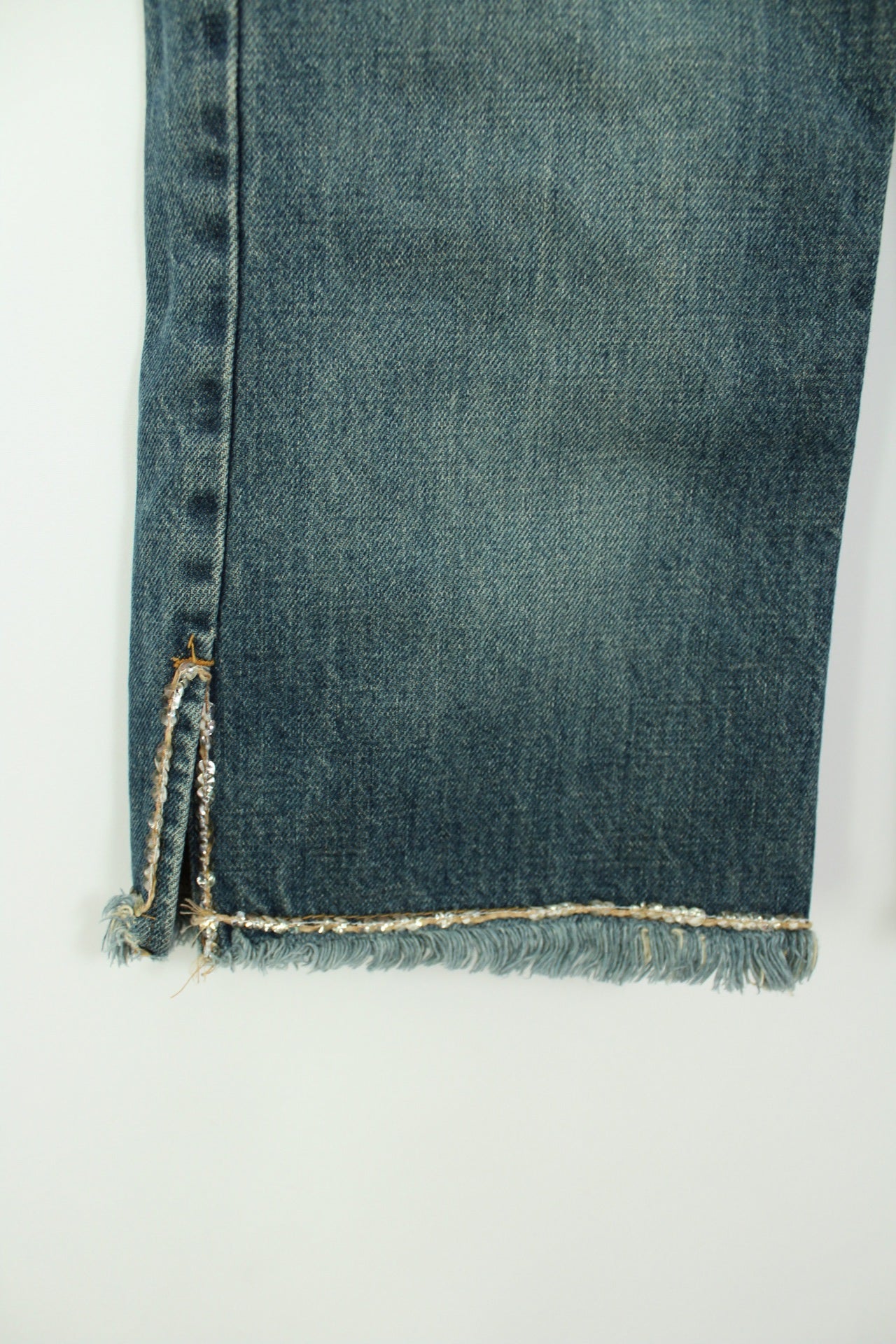 🍒🌸Pantacourt denim Kookaï 2000's/Y2k boho - brodé façon miroirs - Taille 38🌸🍒