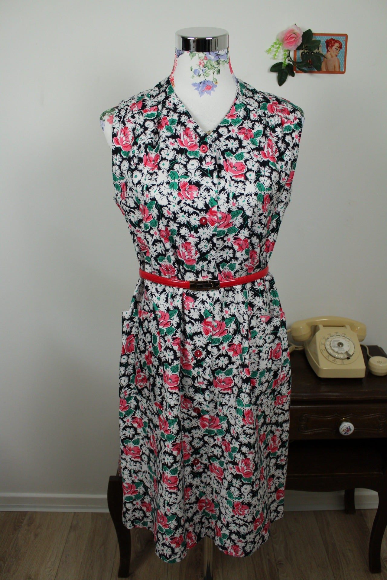 🌸🍒Robe vintage 80's printanière fleurie romantique - Taille 40🍒🌸