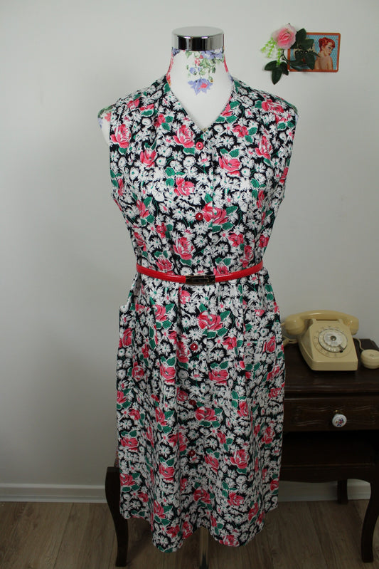 🌸🍒Robe vintage 80's printanière fleurie romantique - Taille 40🍒🌸