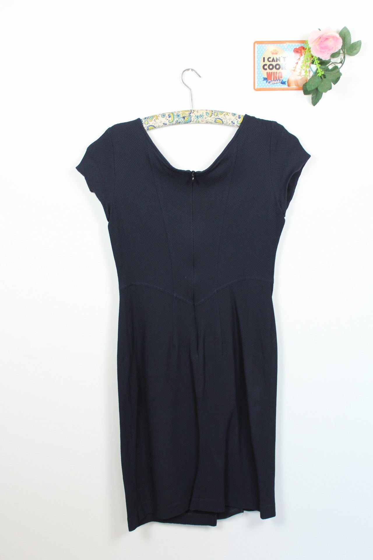 🌸Robe portefeuille style officier vintage 90's texturée bleu marine - automne/hiver🍒