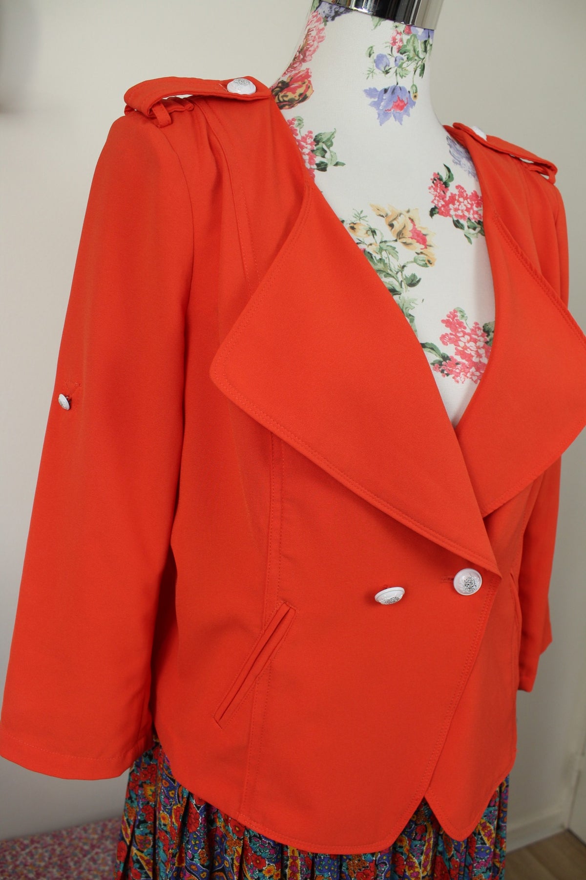 Veste rétro Patrice Breal orange pep's preppy chic années 2000 - Taille 40/42