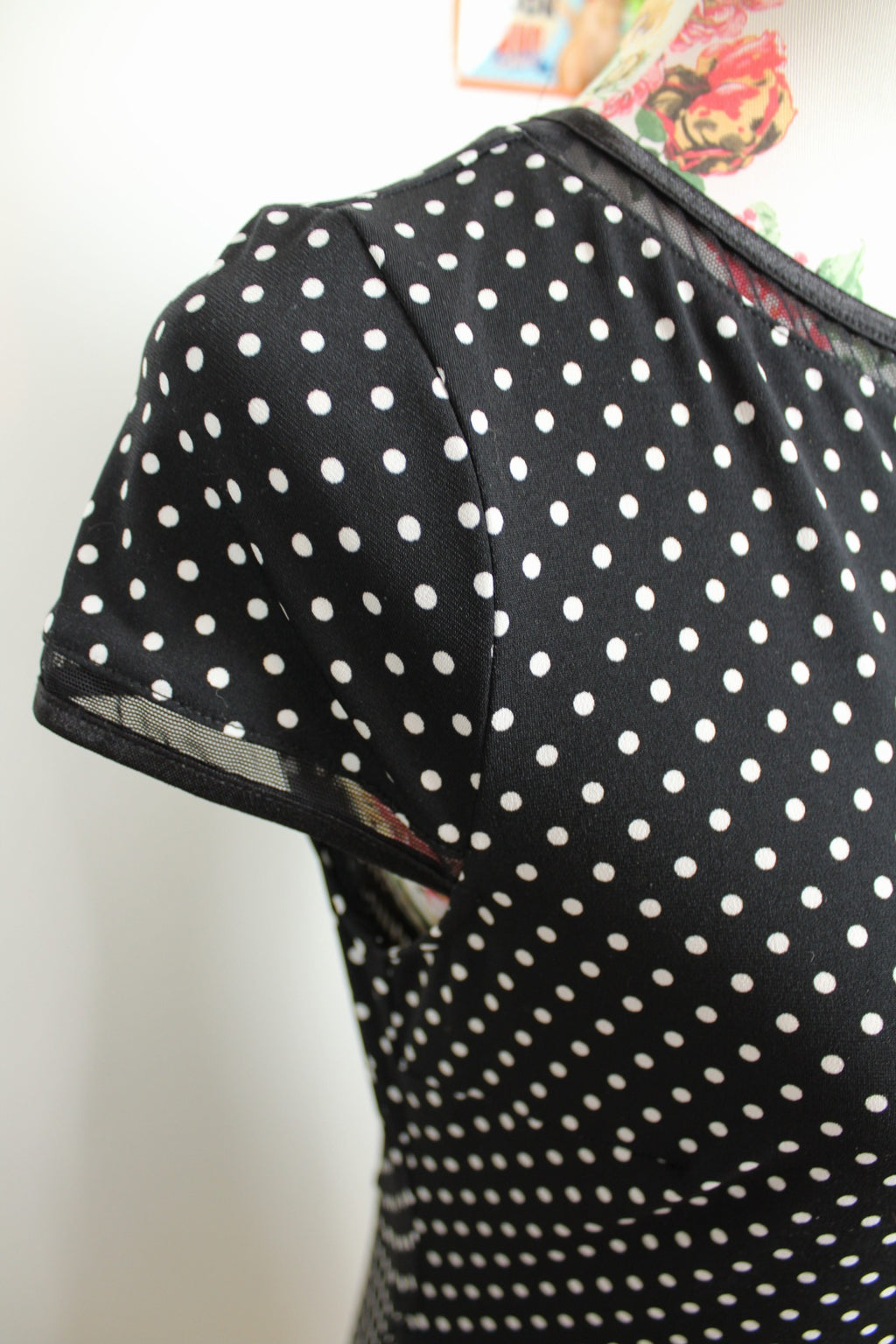 🌸Robe vintage 90's noire à pois - style pin-up & volants ajourés - Joseph Ribkoff🍒