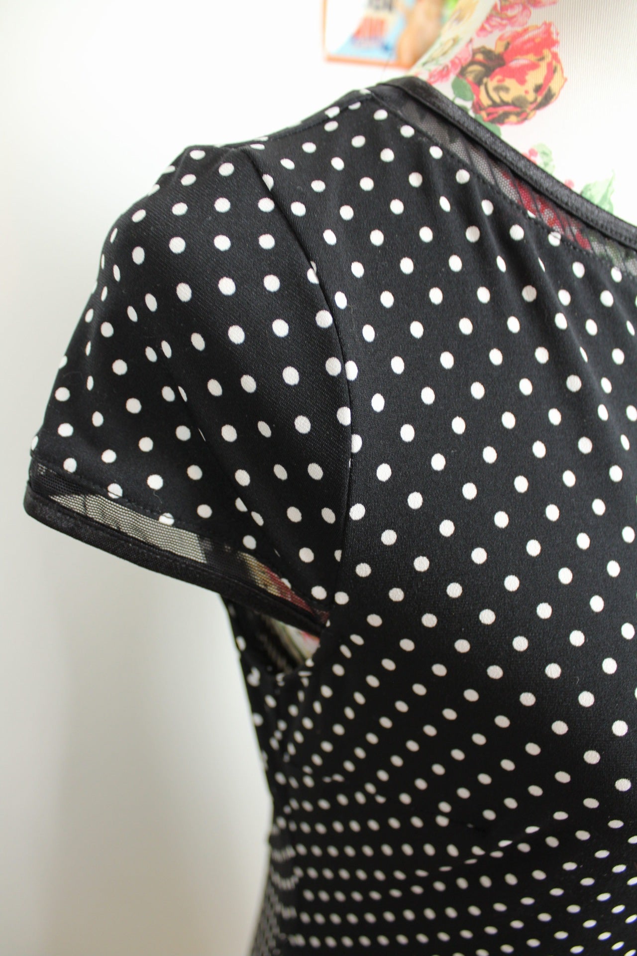 🌸Robe vintage 90's noire à pois - style pin-up & volants ajourés - Joseph Ribkoff🍒
