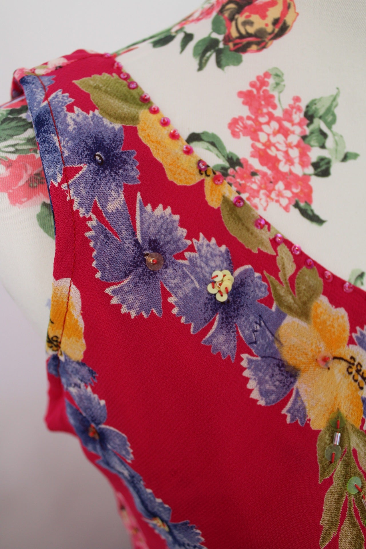 🌸🍒Robe vintage 90's inspirations fleurs tropicales et rose pep's - Taille 36/38🍒🌸