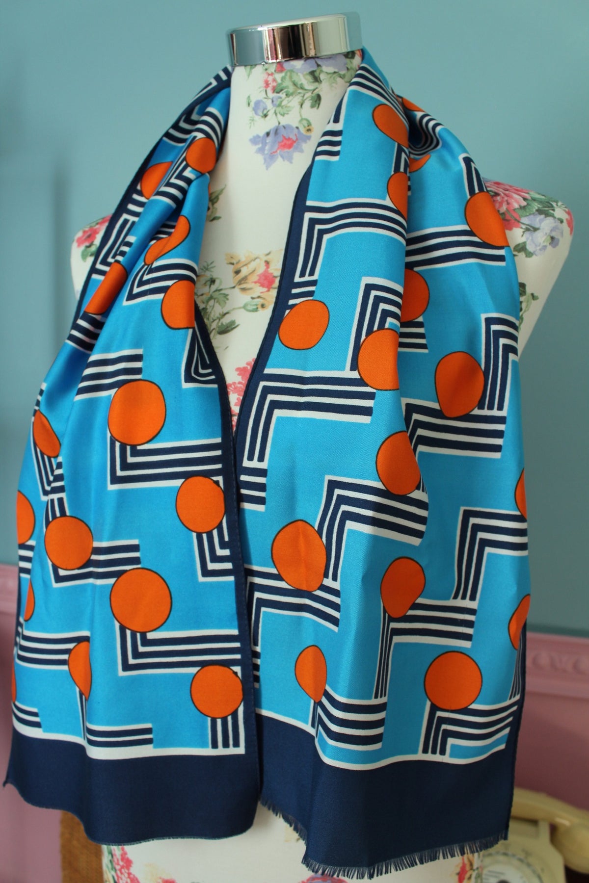 Foulard vintage années 70 formes géométriques pep's