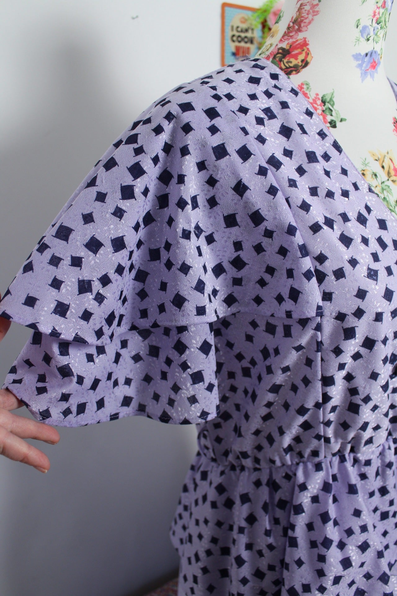🌸🍒Robe vintage 80's Shiny Paris - lilas satiné & volants romantiques - Taille 38/40🍒🌸