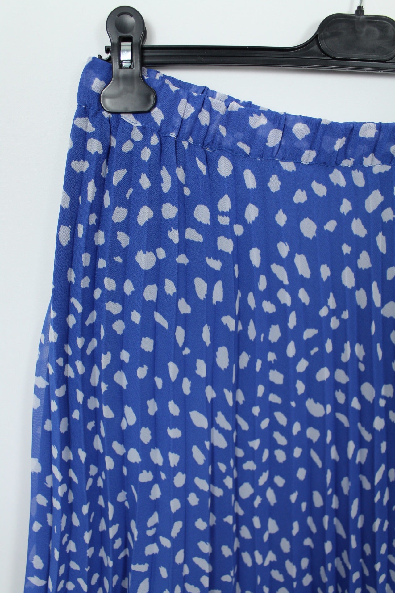 🌸🍒Jupe plissée vintage 80/90s bleue à pois - longueur midi - Taille 42/44🍒🌸