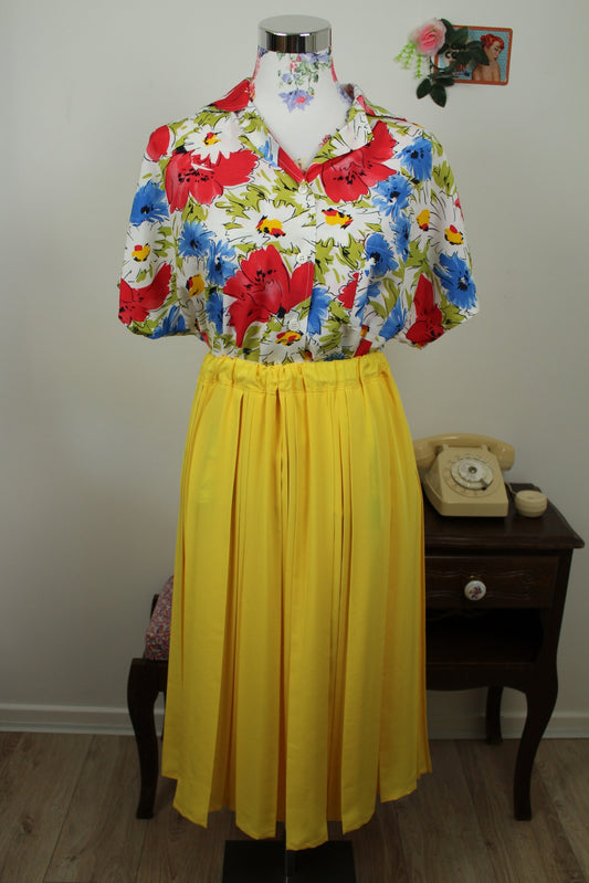 🌸🍒Chemise vintage 80/90's fleurie marguerites XXL ultra colorées - Taille 42/44🍒🌸