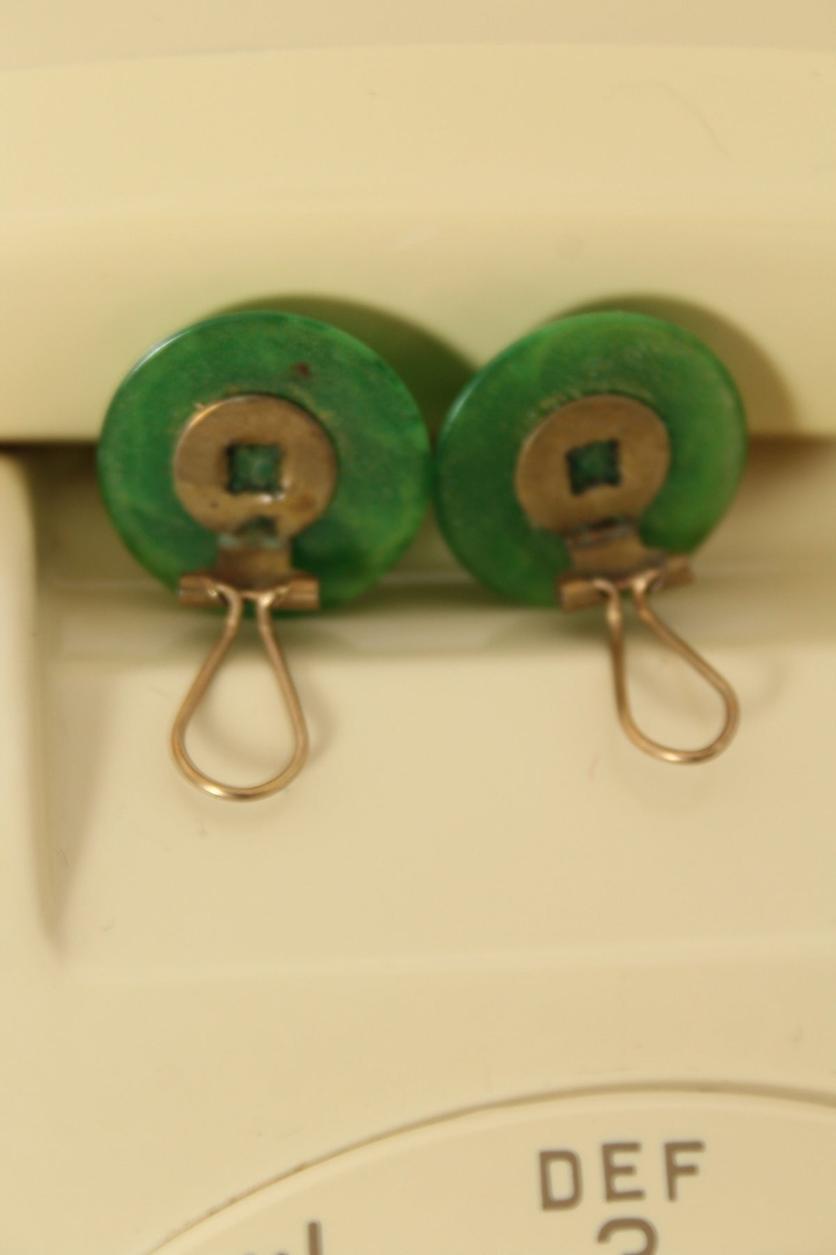 🌸🍒Boucles d'oreilles clips vintage années 60/70 vert marbré🍒🌸