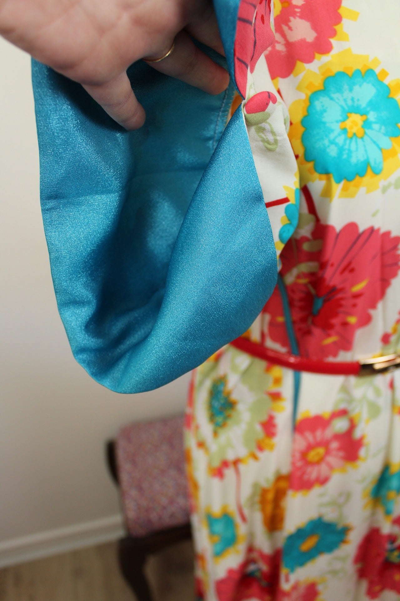 🌸🍒Robe vintage longue 70's hippie motif floral XXL coloré - T.42/44🍒🌸