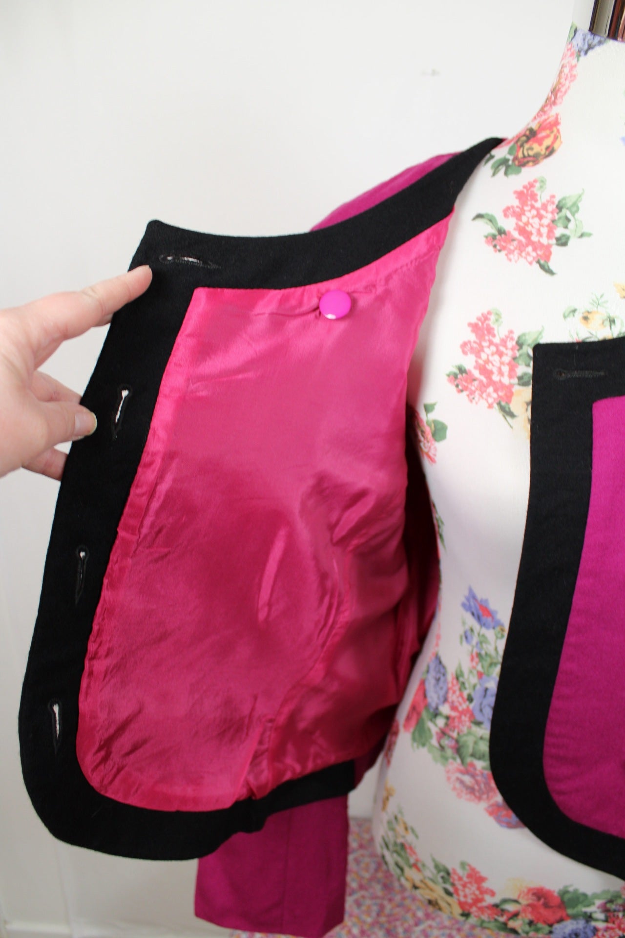 🌸🍒Veste vintage 80's pure laine woolmark fuchsia - made in France Coïncidence - Taille 38/40🍒🌸