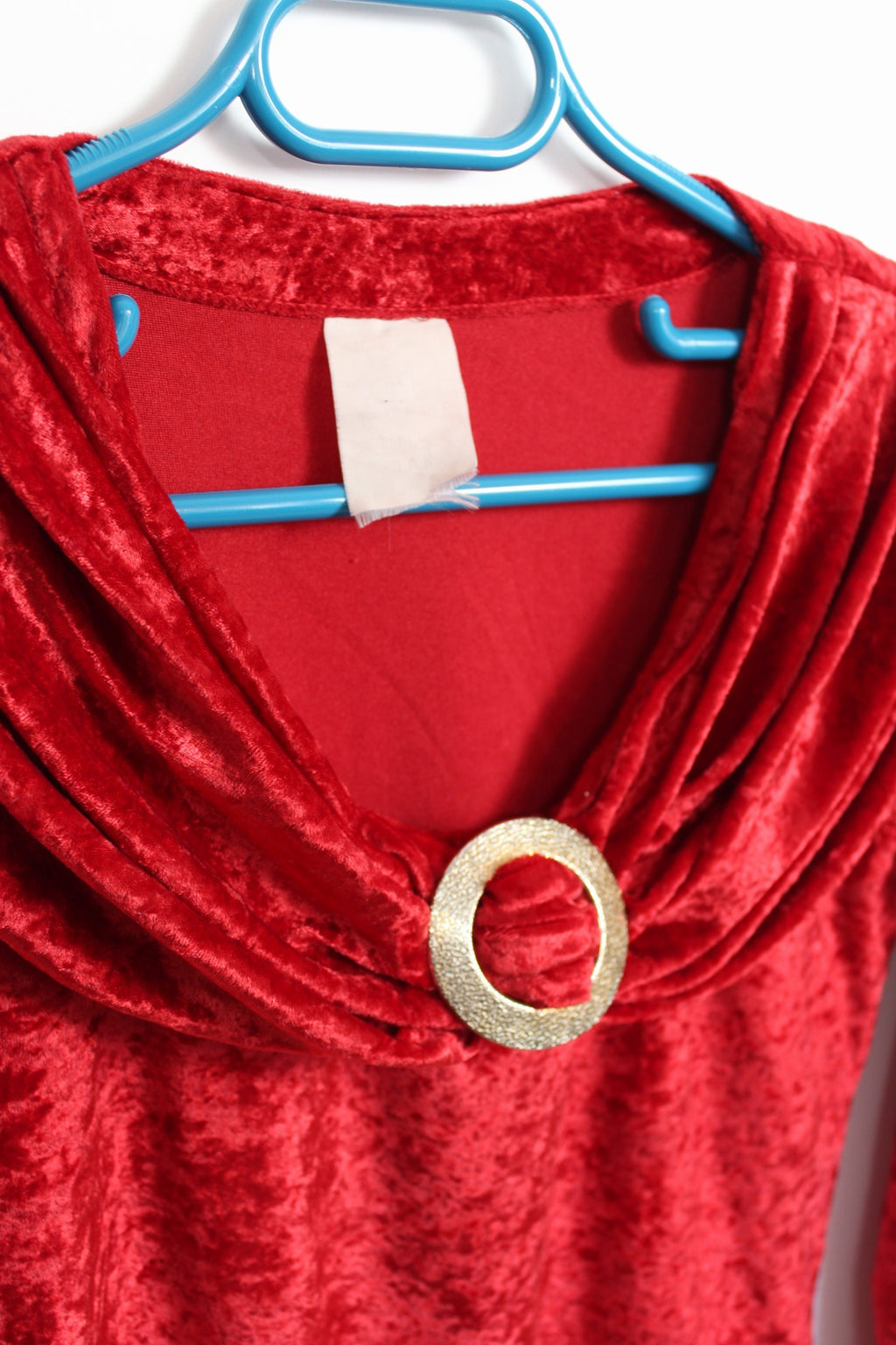 ✨Body rouge en velours satiné 80's gamour - anneau doré✨