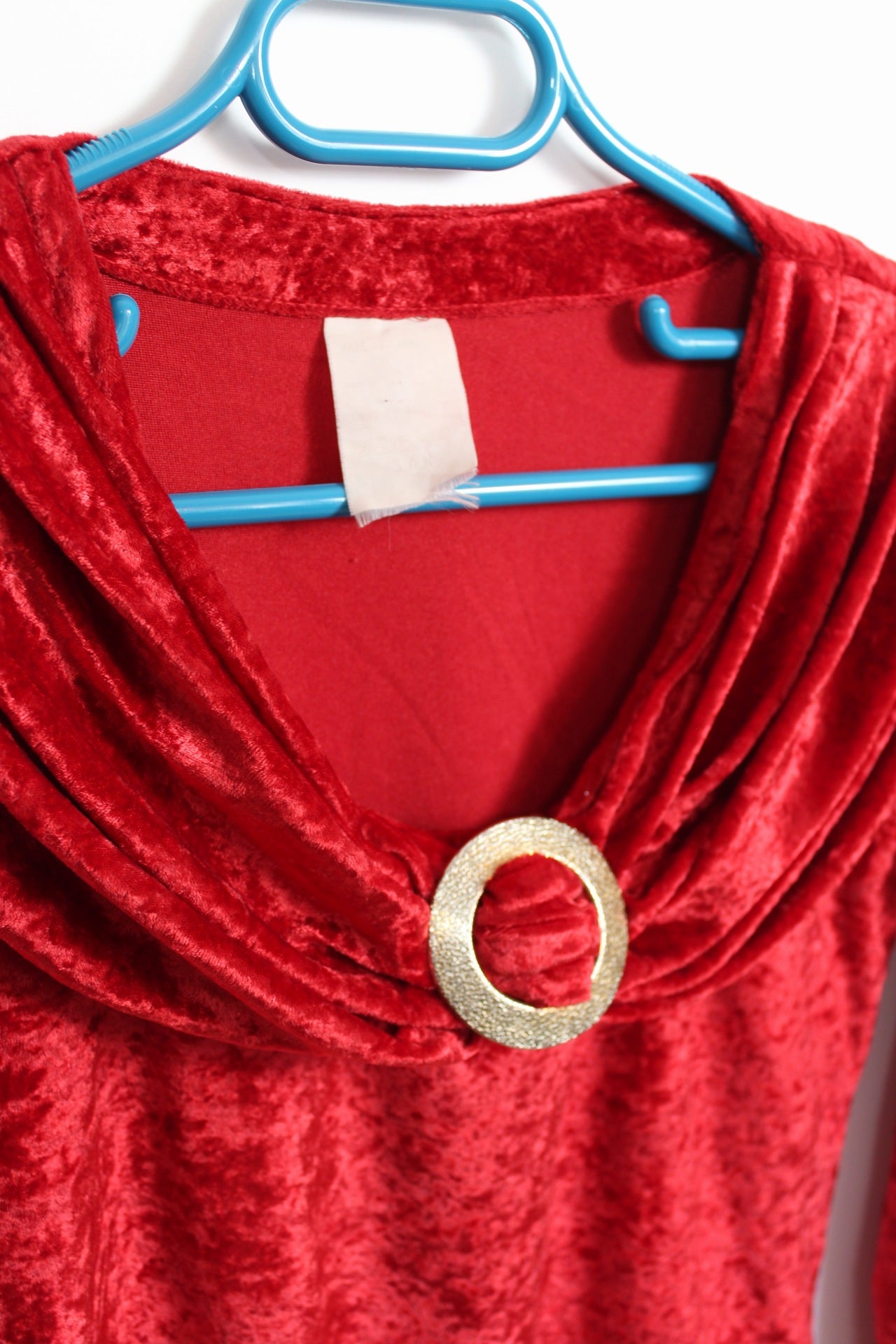 ✨Body rouge en velours satiné 80's gamour - anneau doré✨