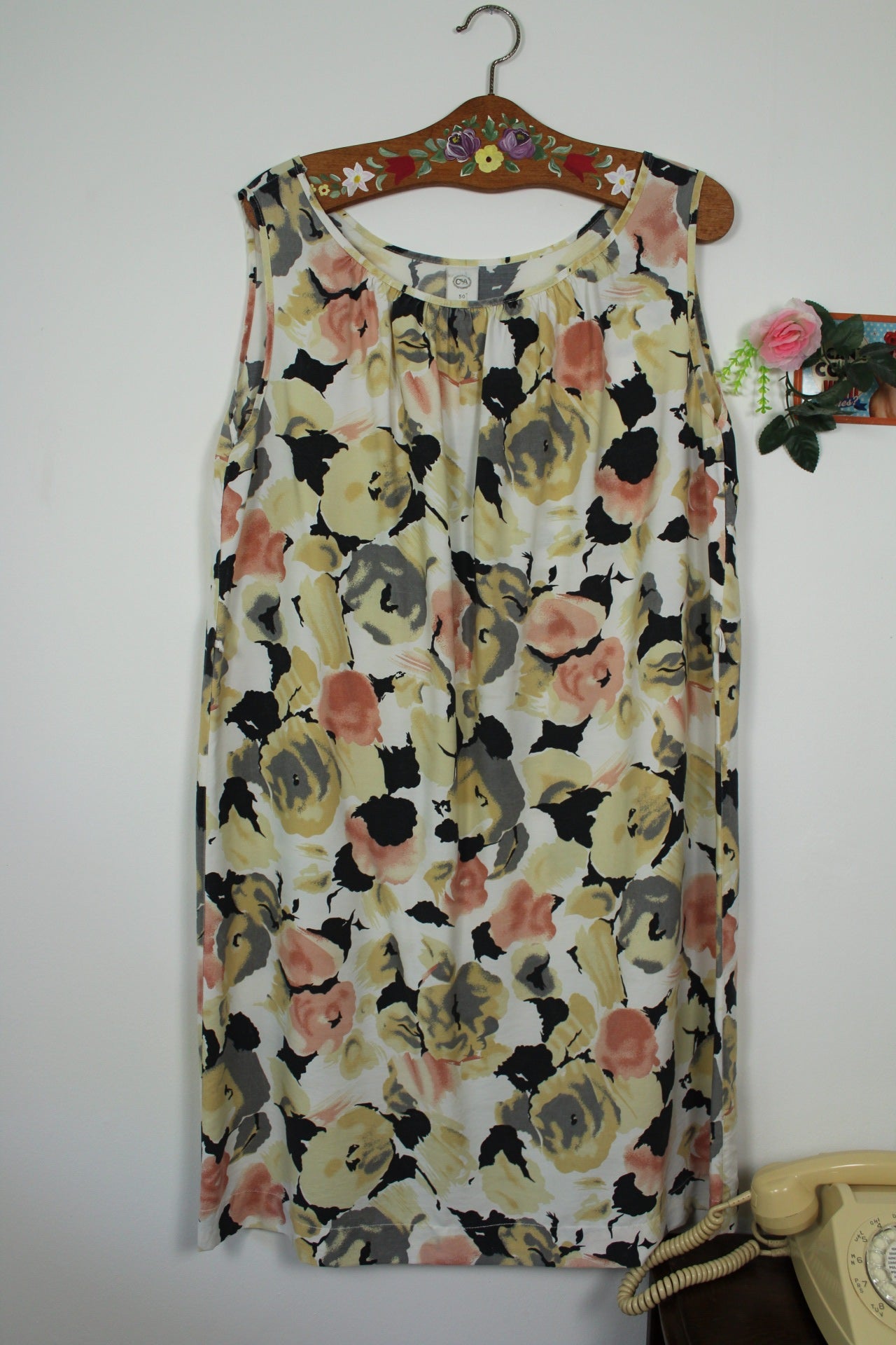 🌸🍒Robe vintage 90's roses en aquarelle romantique - Taille 44/46🍒🌸