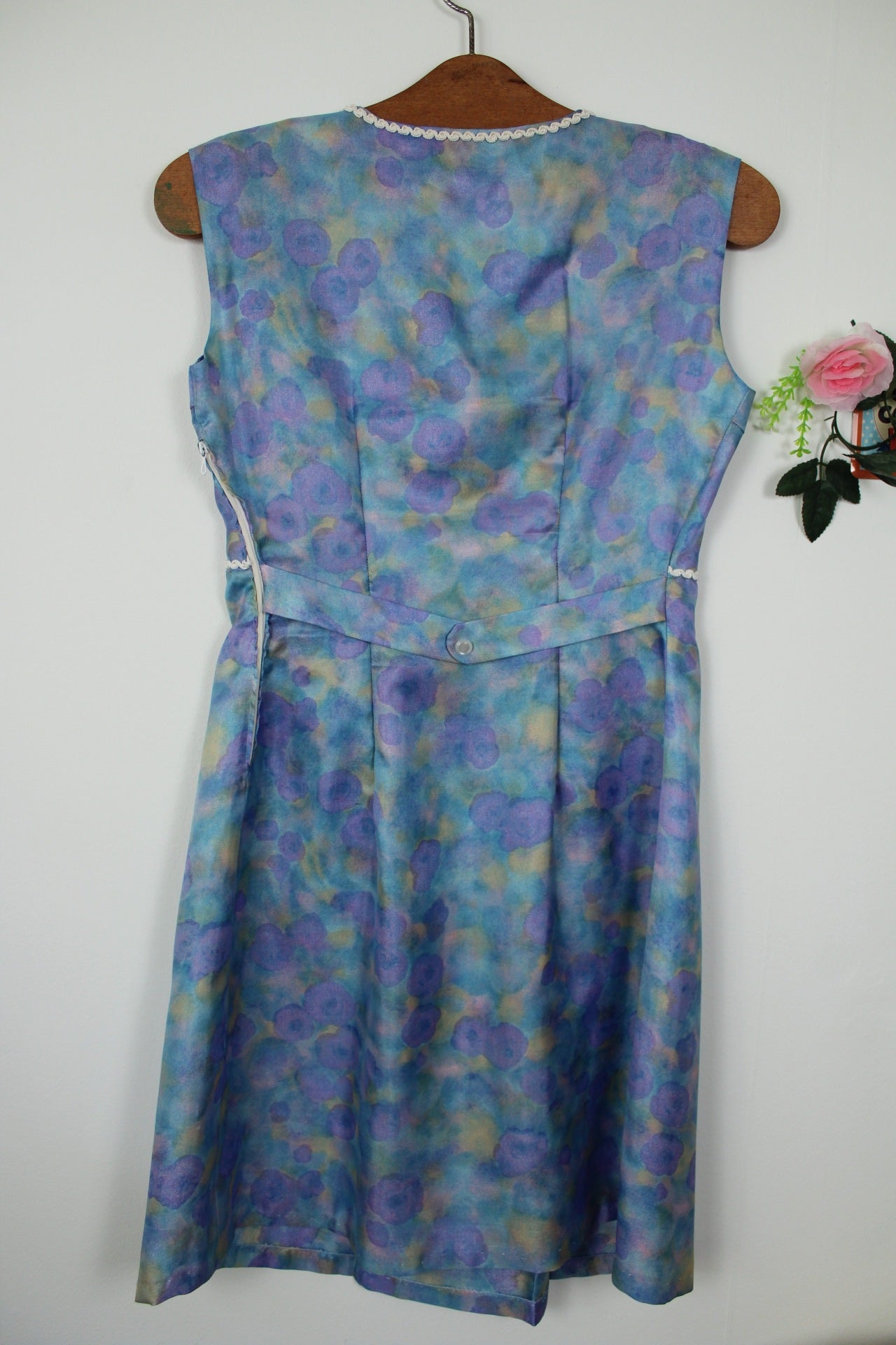 🌸🍒Robe vintage 60's fleurie aquarelle satinée - Taille 36🍒🌸