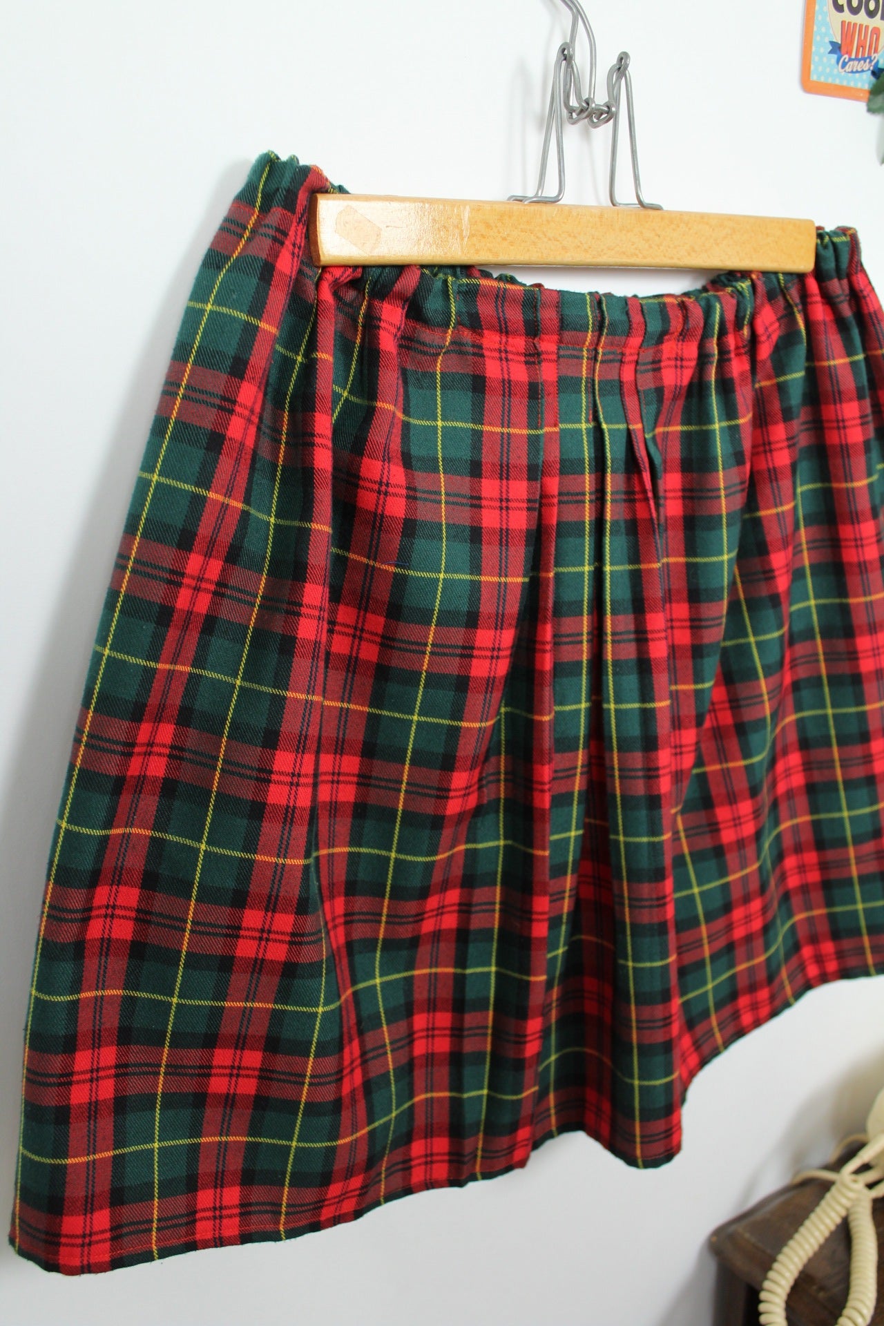 🌸🍒Jupe vintage 80/90s tartan rouge & vert inspiration écossaise - Taille 38 à 42🍒🌸