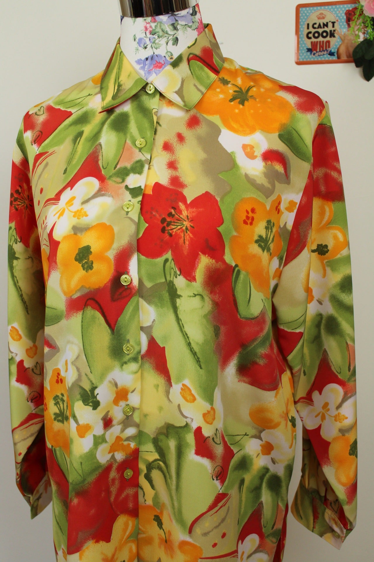 🌸Chemise vintage 90's ultra colorée Mikava - fleurs en aquarelle🍒