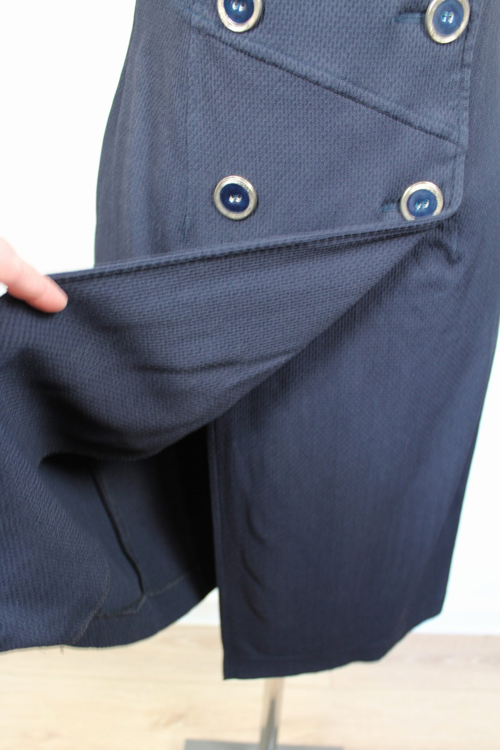 🌸Robe portefeuille style officier vintage 90's texturée bleu marine - automne/hiver🍒