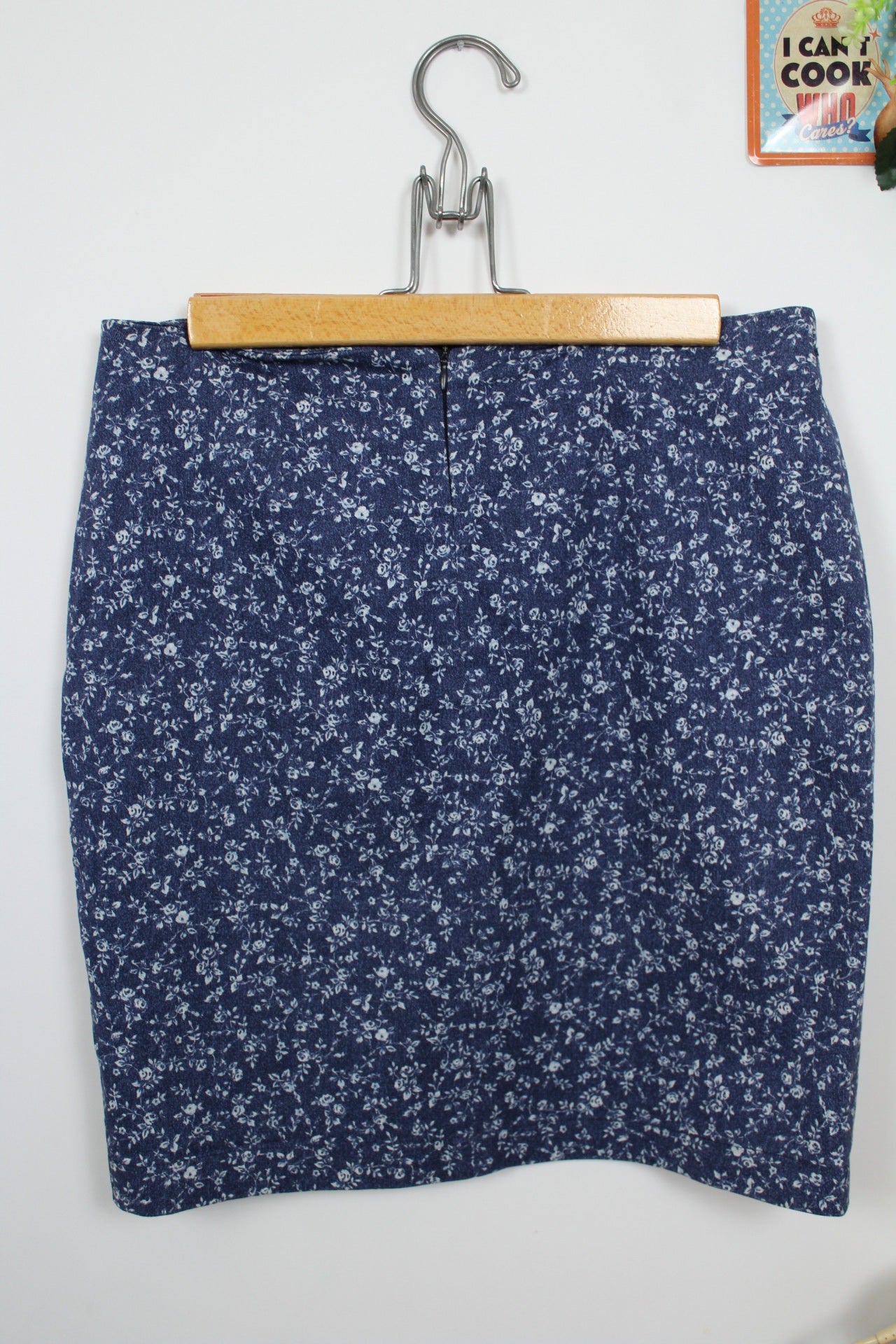 🌸🍒Jupe vintage 90's Nina Kalio en denim effet fleuri liberty - Taille 40🍒🌸