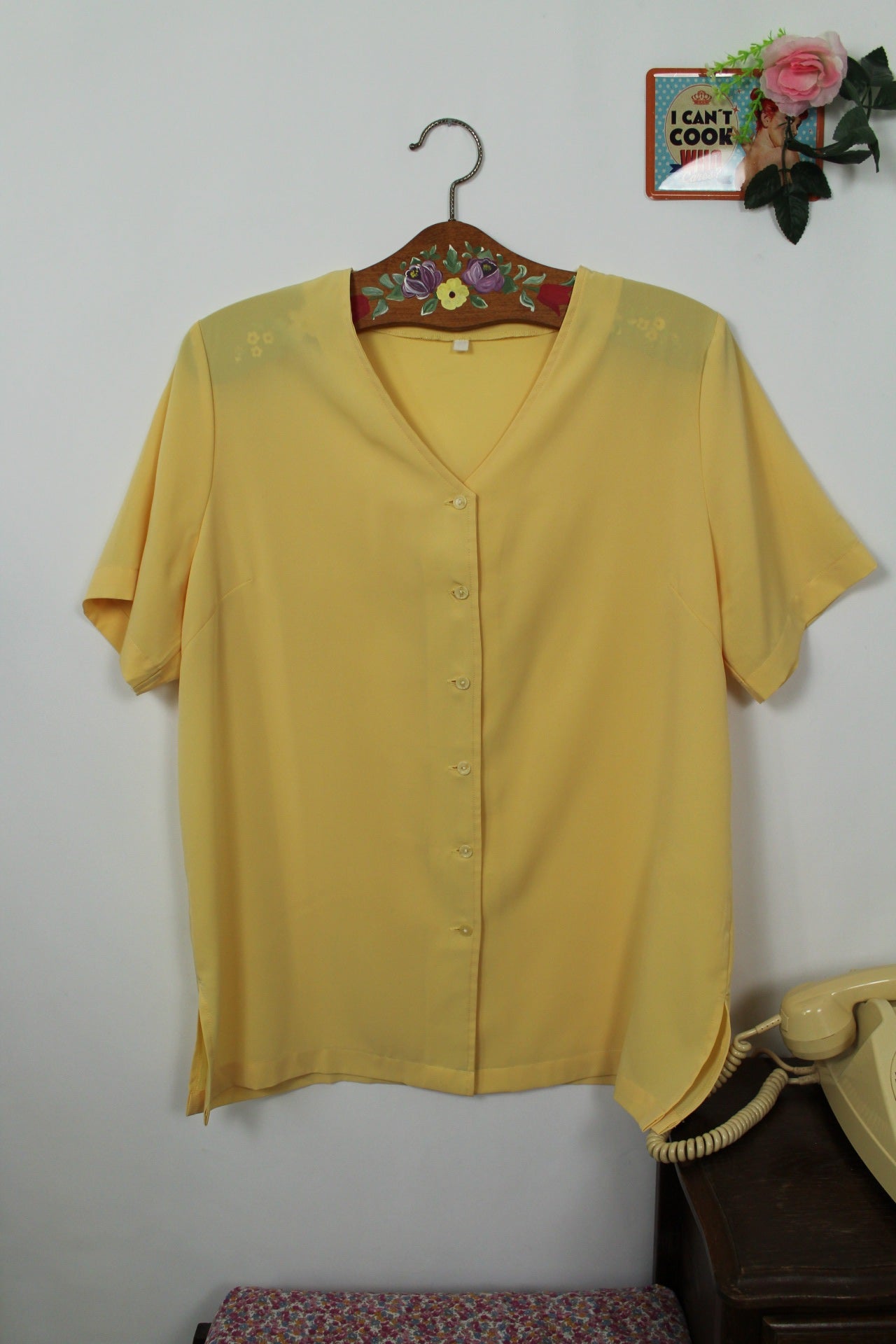 🌸🍒Blouse vintage 90's jaune clair ensoleillé - Taille 42/44🍒🌸