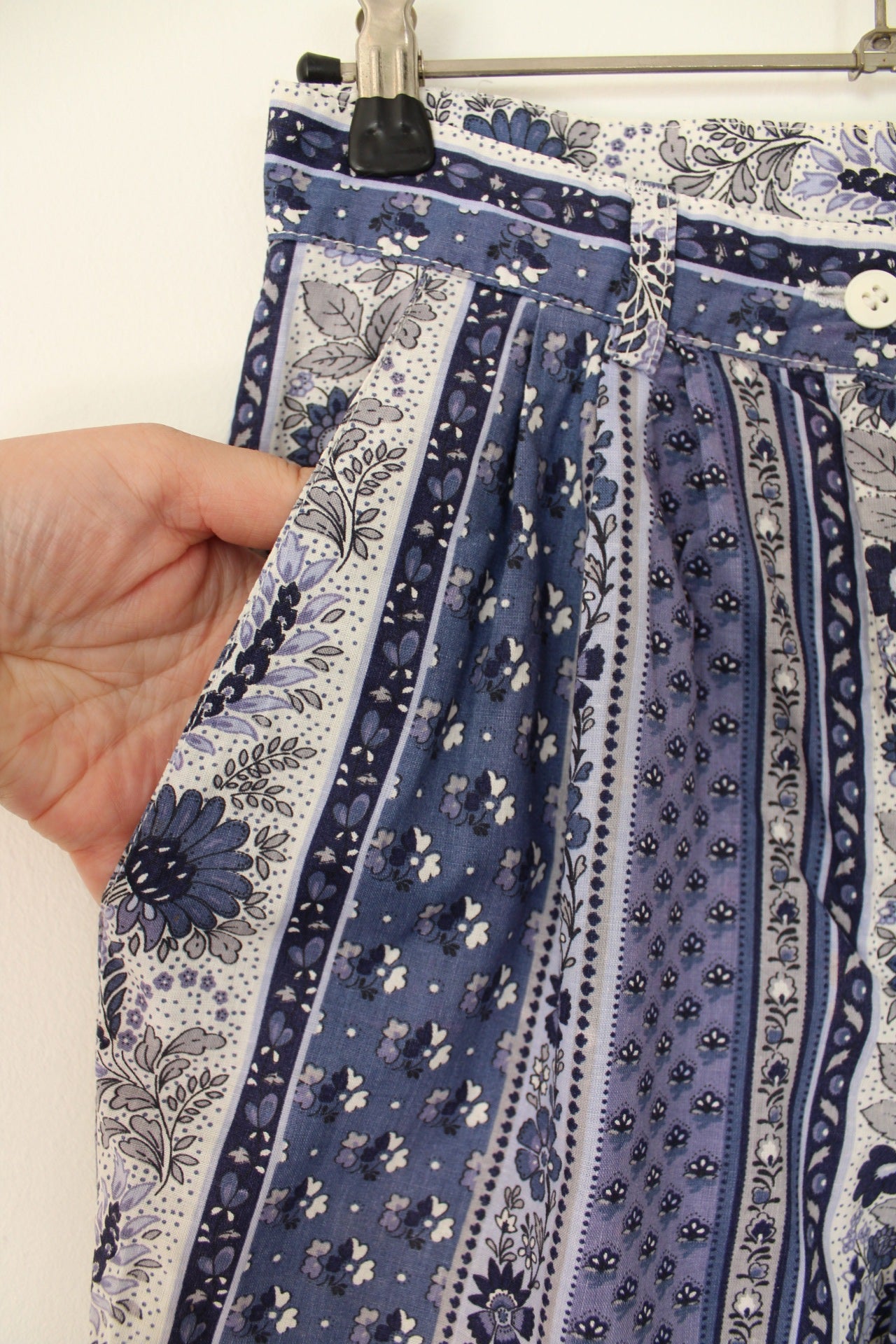 🌸🍒Pantacourt vintage 70/80's rayures fleurie en coton romantique & provençale - Taille 34🍒🌸