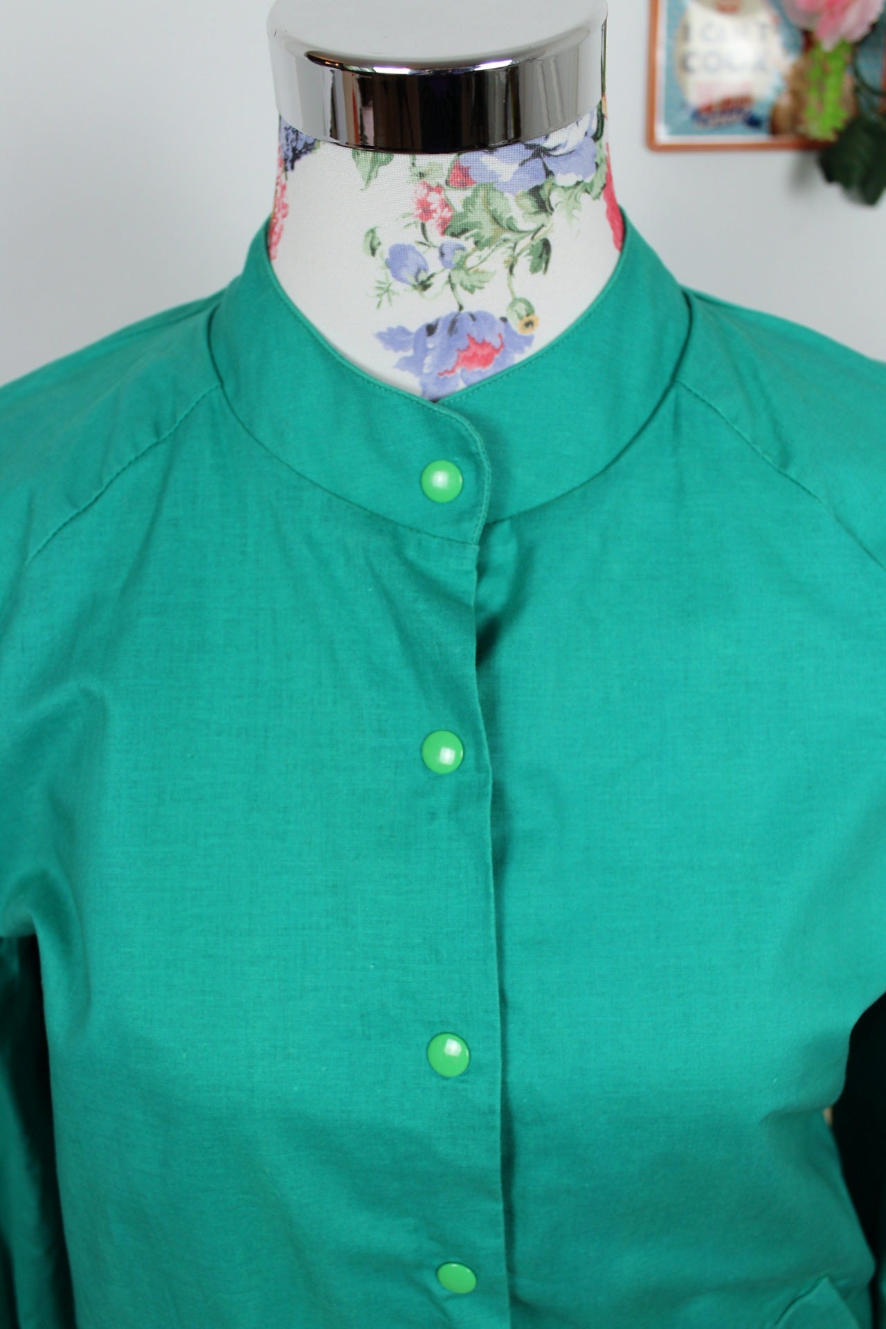 🌸🍒Veste vintage verte 80's en coton esprit bomber - Taille 38/40🍒🌸