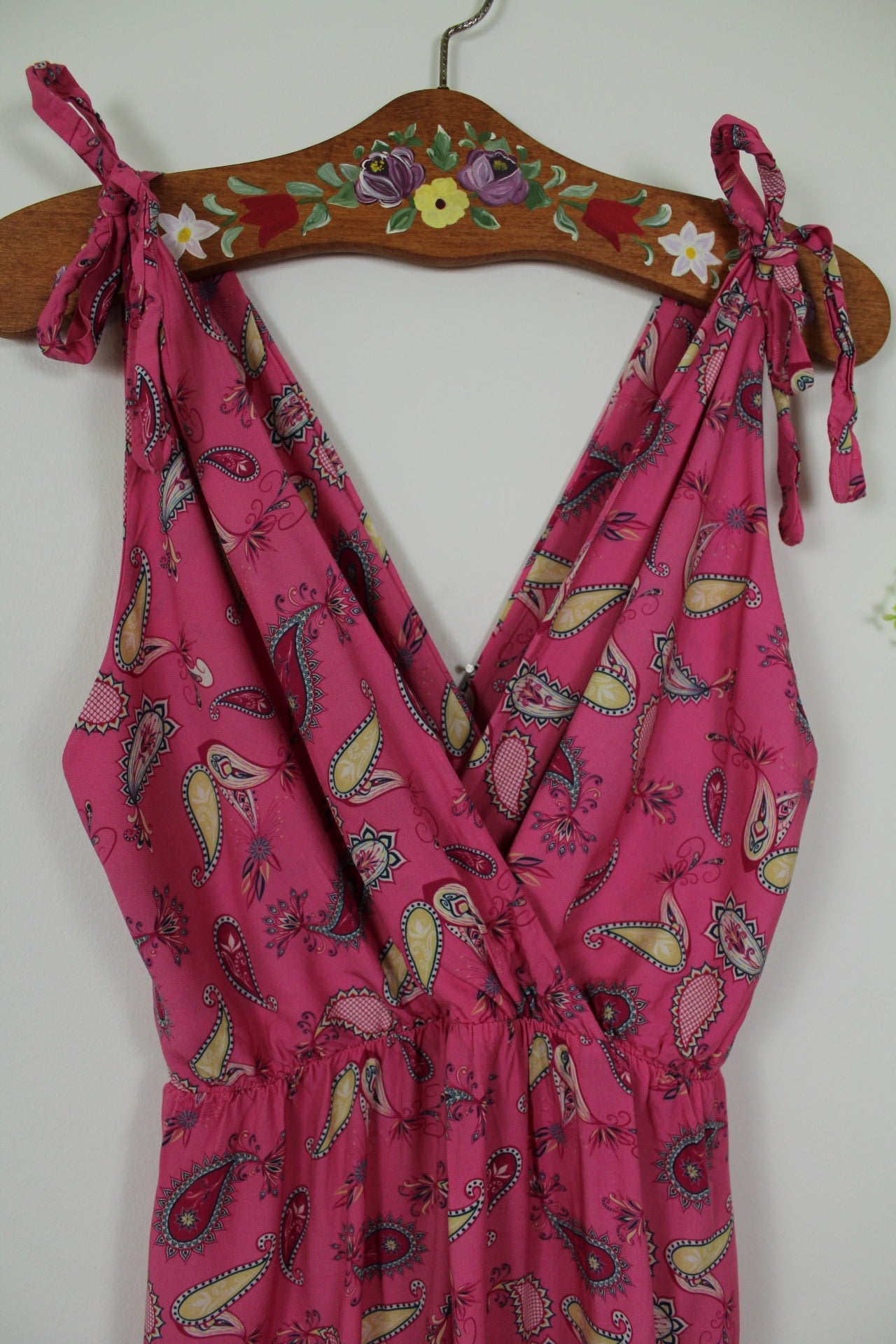 🌸🍒Robe longue d'été rose pep's motifs paisley - made in Italy - Taille 40🍒🌸