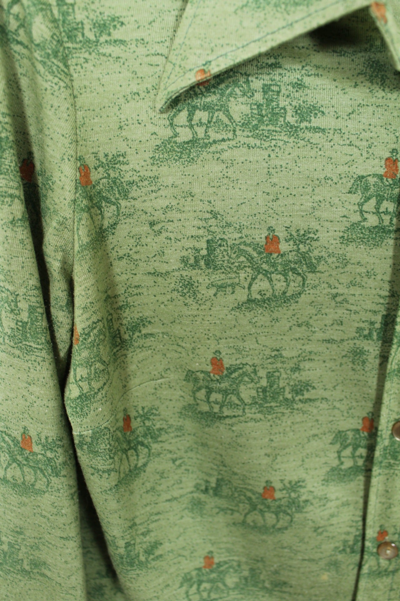 🌸🍒Chemise vintage 70's "chasse à courre" chevaux - made in France - Taille 38🍒🌸