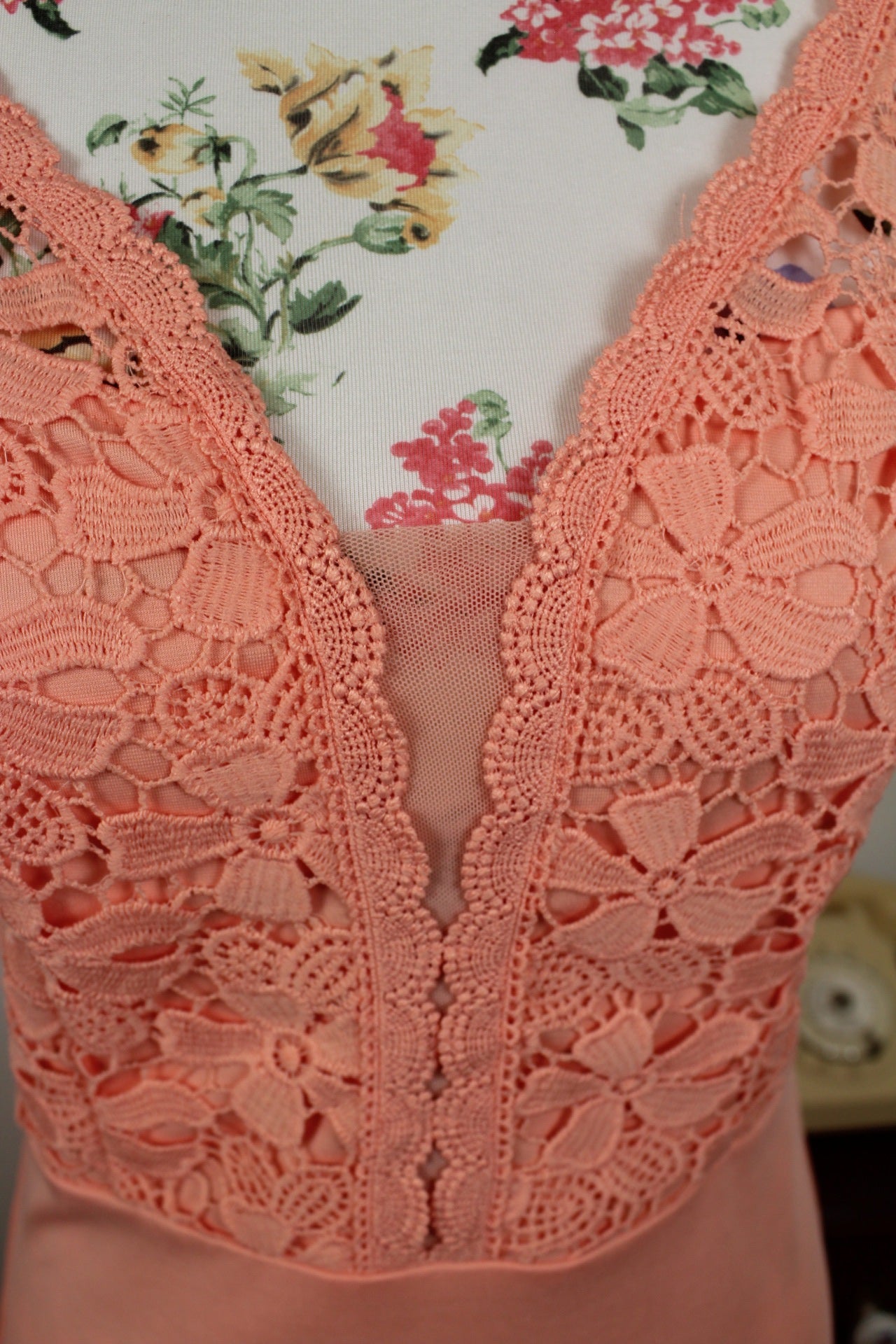 🌸🍒Robe pin-up Grace Karin orange abricot et dentelle fleurie - Taille 38🍒🌸