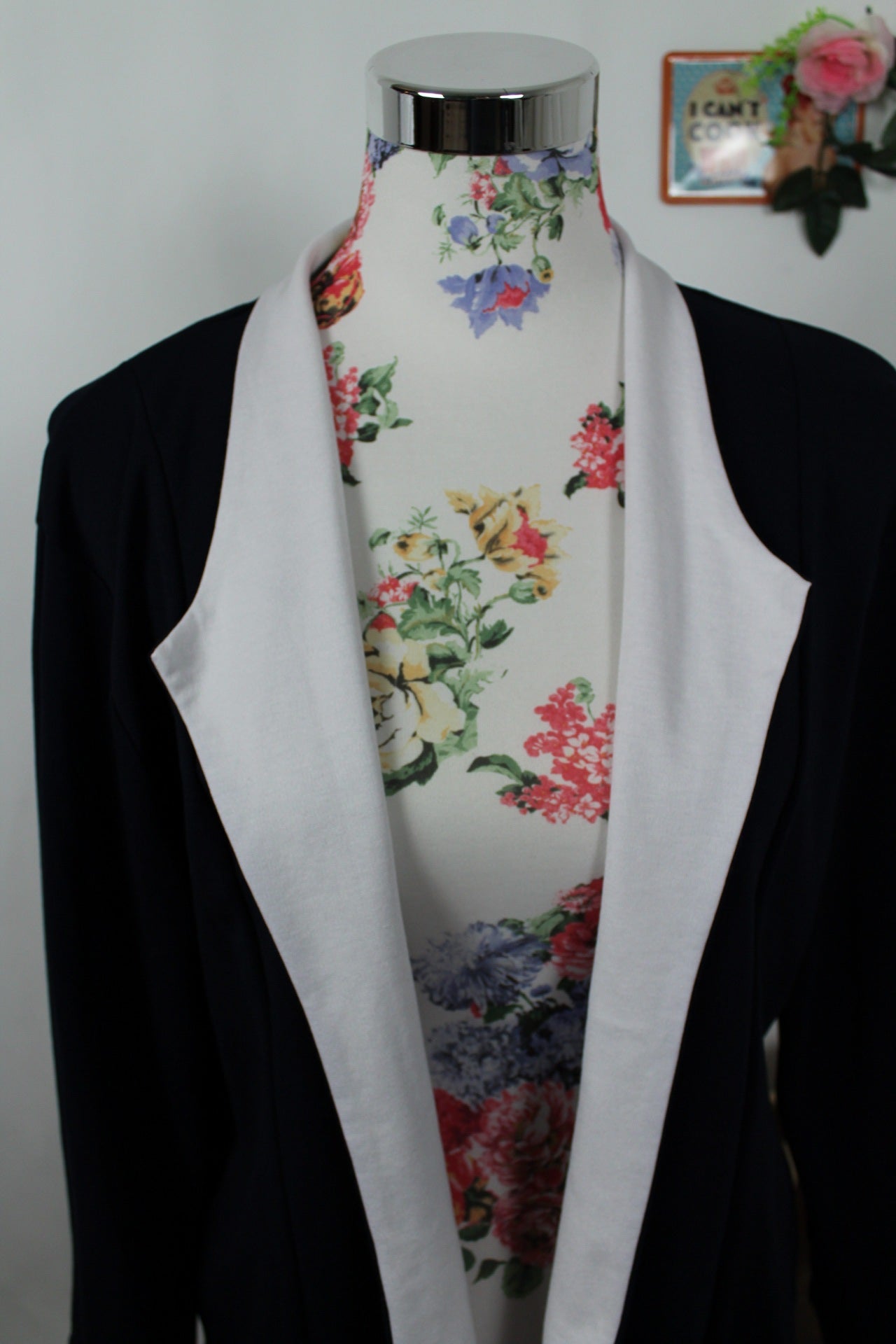 🌸🍒Cardigan pin-up bleu marine & blanc - esprit marin rétro - Taille 40/42 🍒🌸