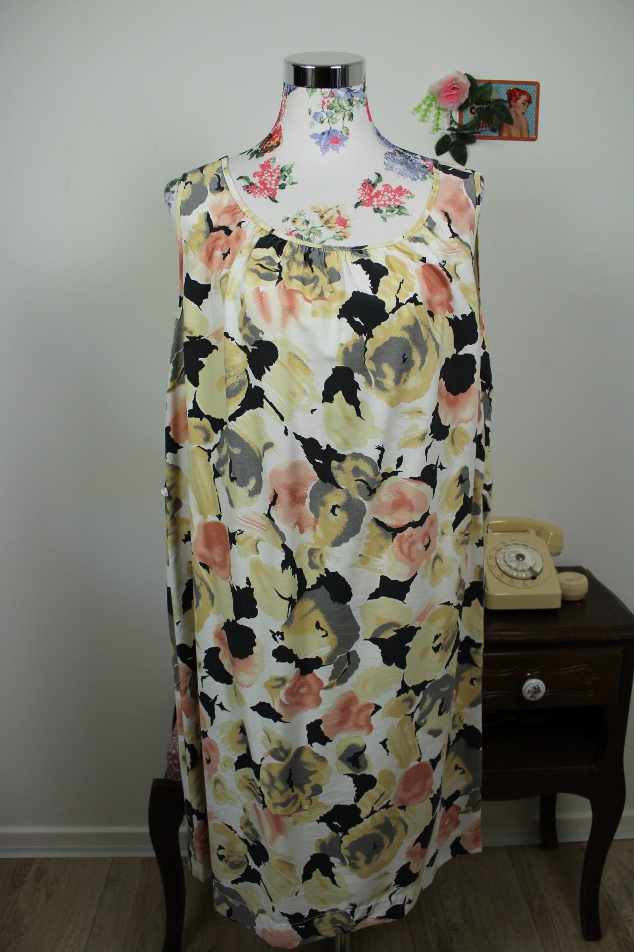 🌸🍒Robe vintage 90's roses en aquarelle romantique - Taille 44/46🍒🌸