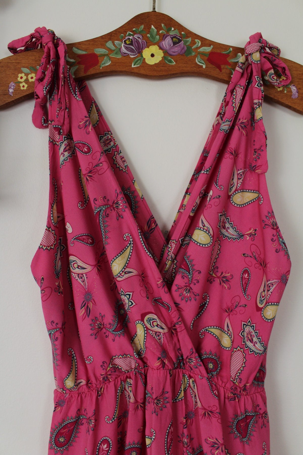 Robe longue fluide rose pep's motifs paisley - made in Italy - Taille 40