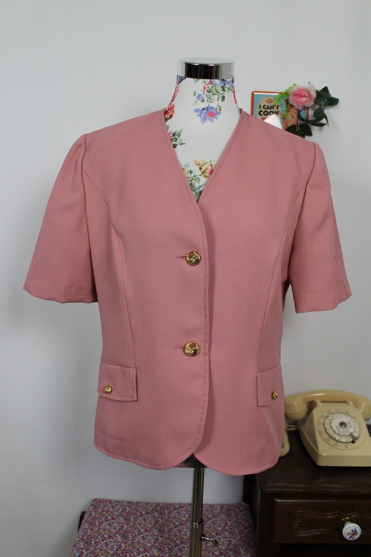 🍒🌸Blazer vintage 80's rose poudré preppy - Taille 38/40🌸🍒