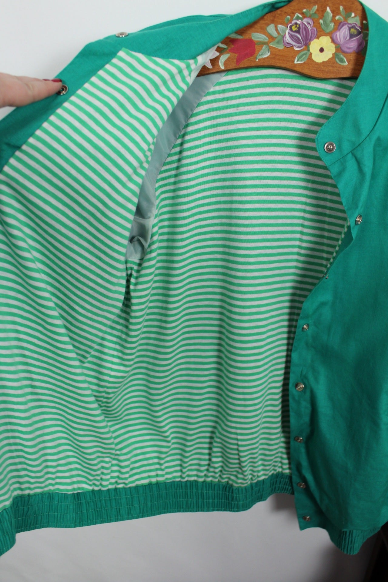 🌸🍒Veste vintage verte 80's en coton esprit bomber - Taille 38/40🍒🌸