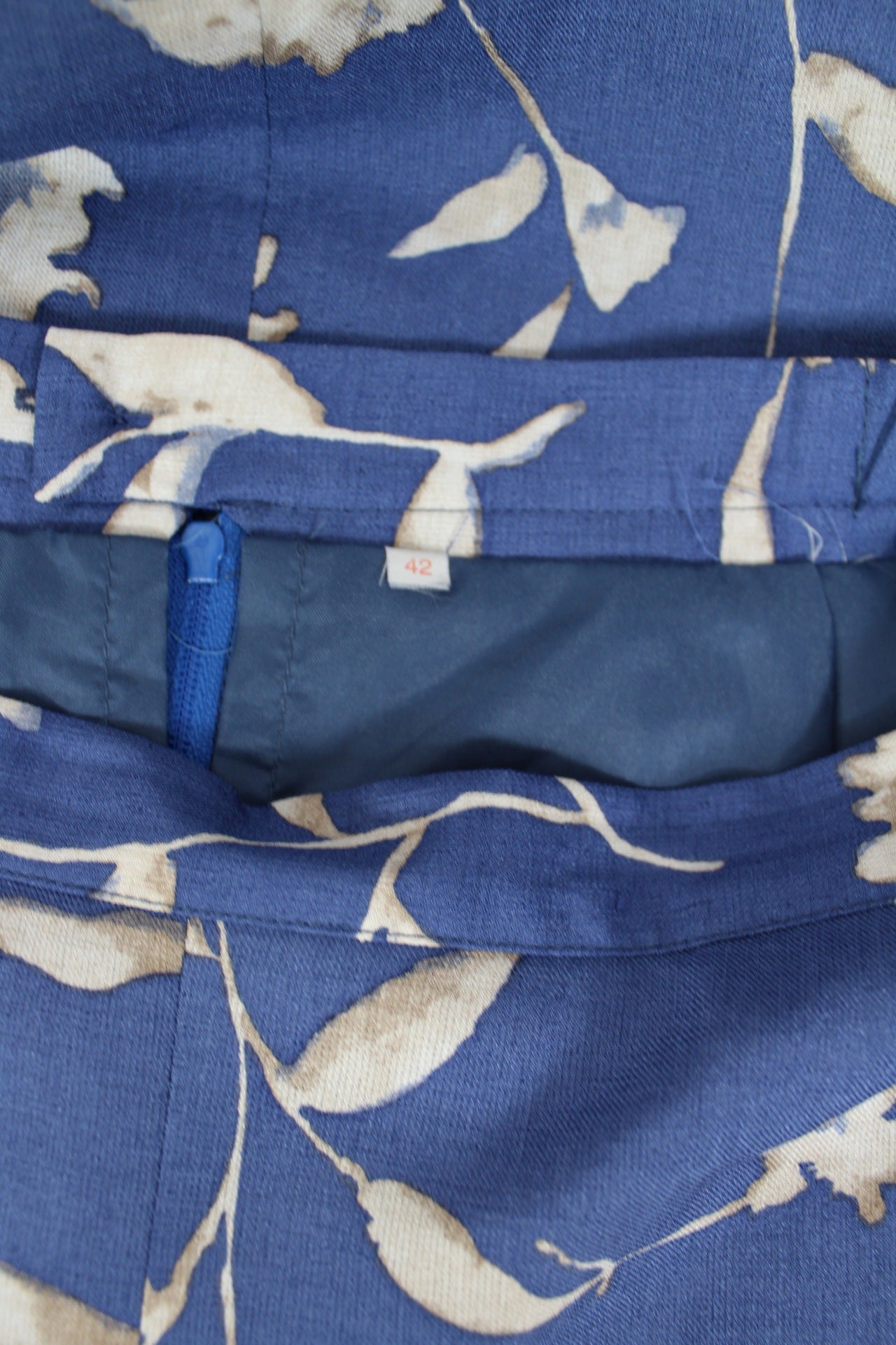 🍒🌸Jupe vintage 80's fleurie bleue et crème - Taille 38🌸🍒