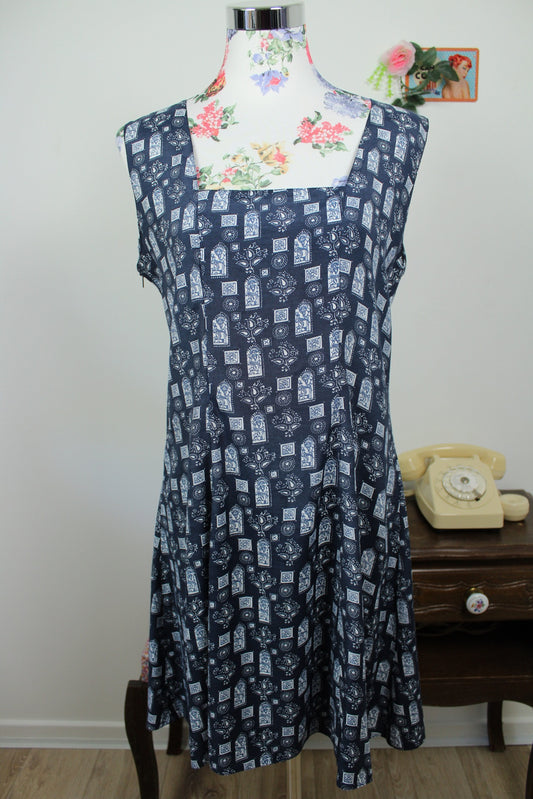 🌸🍒Robe vintage 90's motifs égyptiens dos à nouer - Taille 38/40🍒🌸
