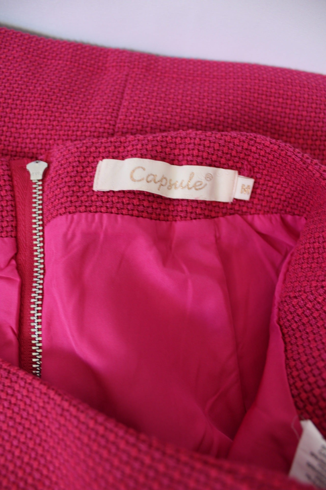 🍒🌸Jupe rose framboise Capsule - tissu épais façon portefeuille- Taille 38🌸🍒