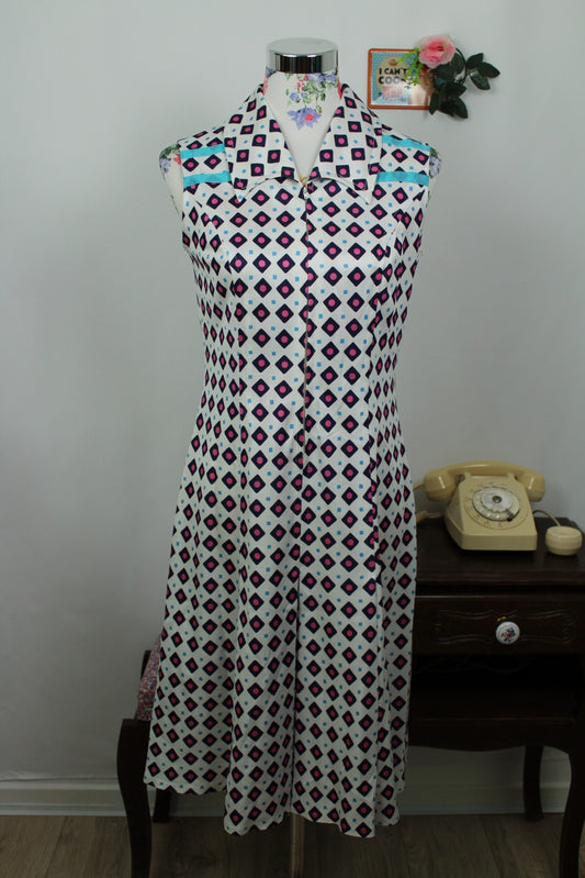 🌸🍒Robe vintage 70's losanges colorés Marcelle Griffon - Taille 36/38🍒🌸